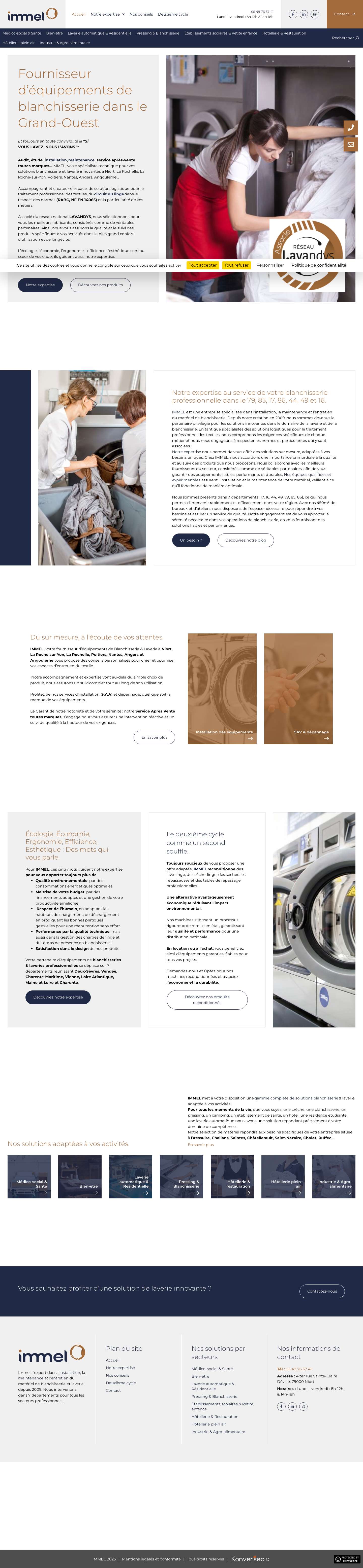 Fournisseur d’équipements de blanchisserie 79, 17, 86, 85, 44, 49 - Full Screenshot