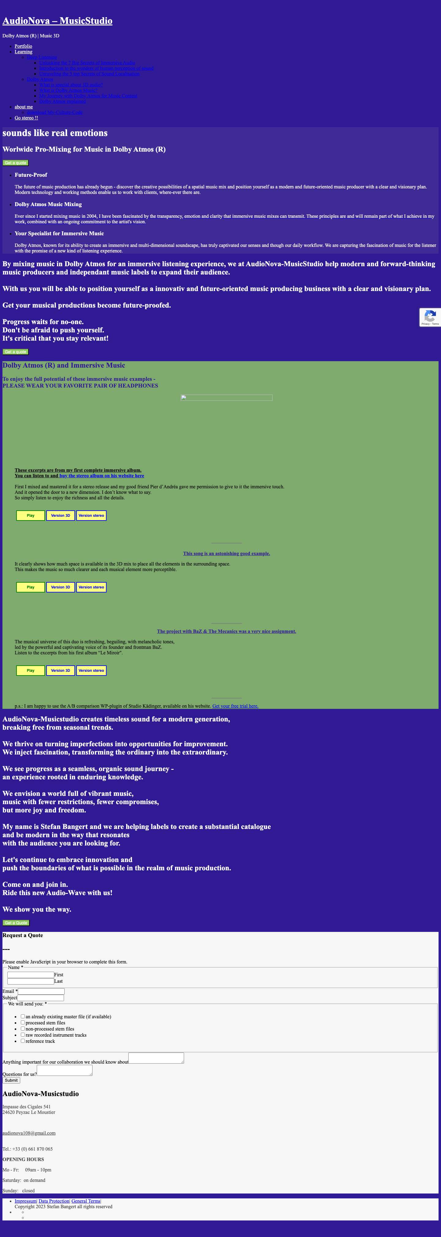 AudioNova - MusicStudio - Dolby Atmos (R) | Music 3D - Full Screenshot