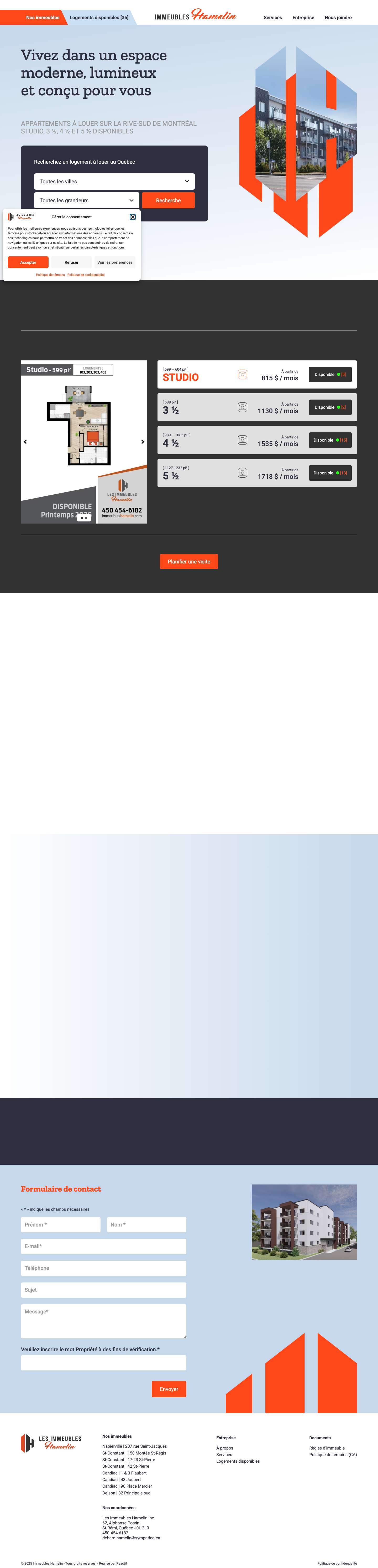 Vivez dans un espace moderne, lumineux et conçu pour vous - Immeubles Hamelin - Full Screenshot