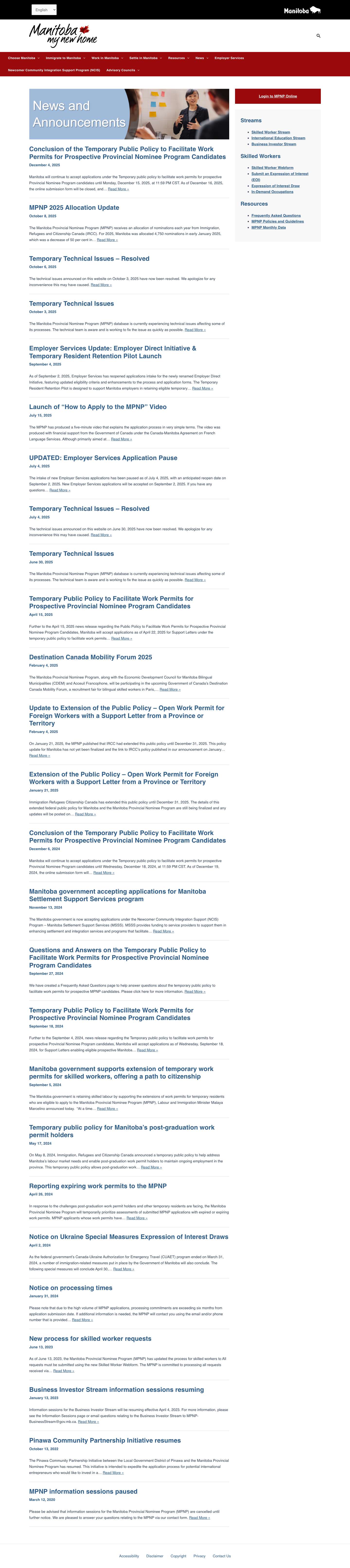 Manitoba Immigration | Immigrate to Manitoba, Canada - Full Screenshot