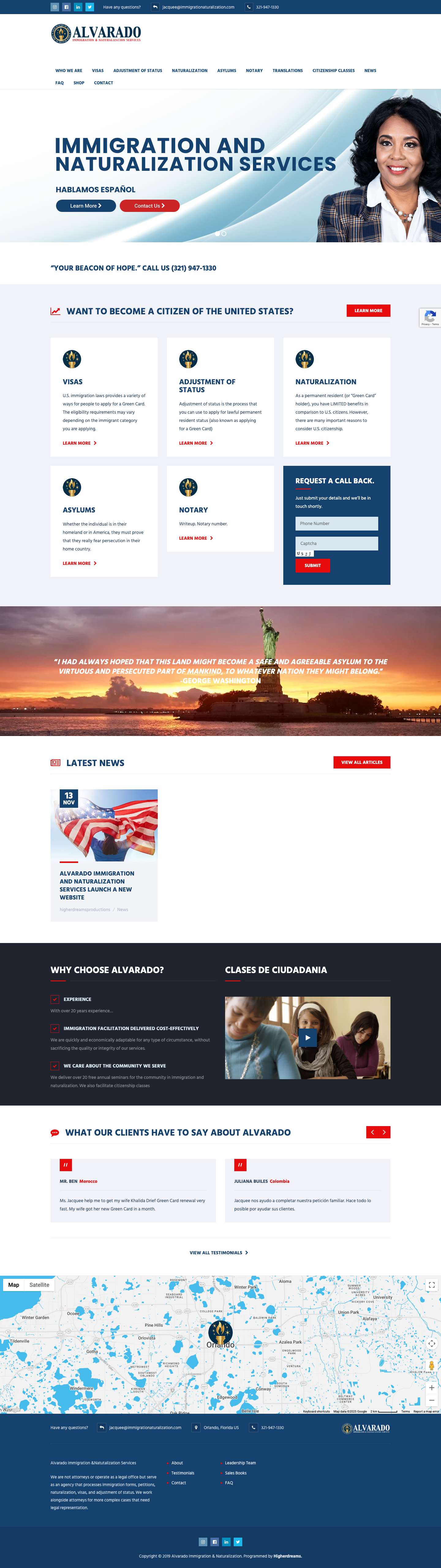 Home - Clases de ciudadania Orlando, Kissimmee - Full Screenshot