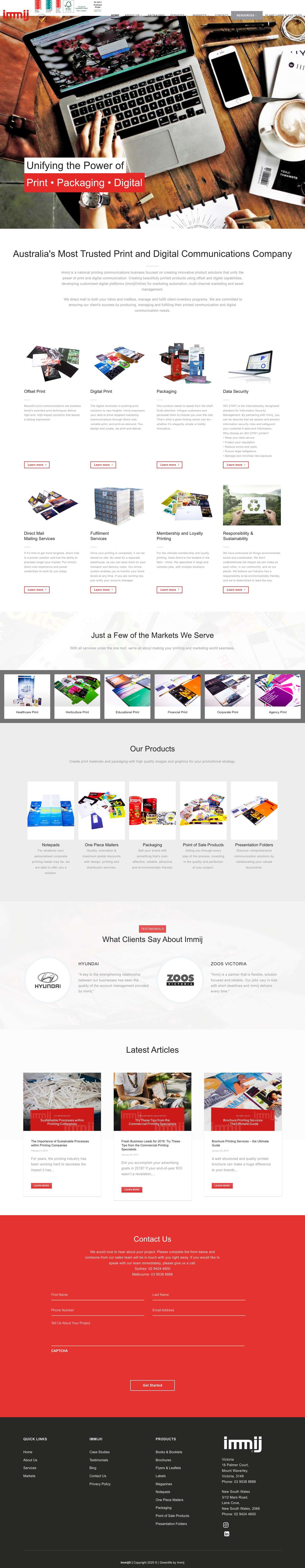 Home - Immij - Printing & Packaging - Full Screenshot