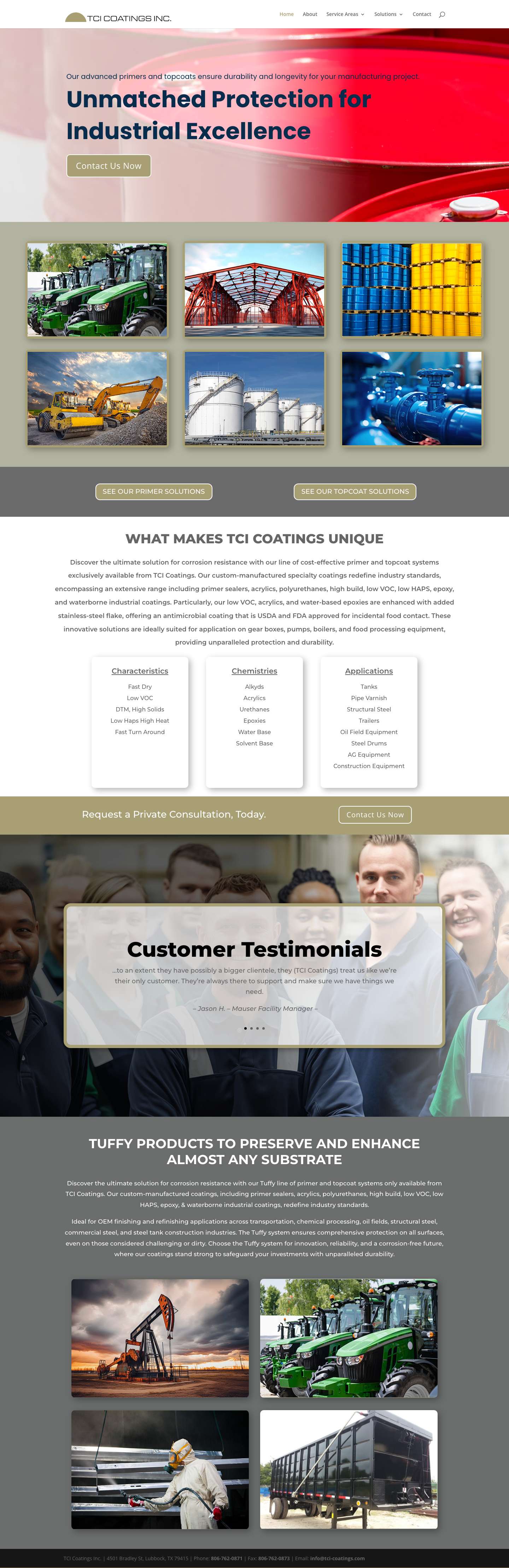 Home - TCI Coatings - Full Screenshot