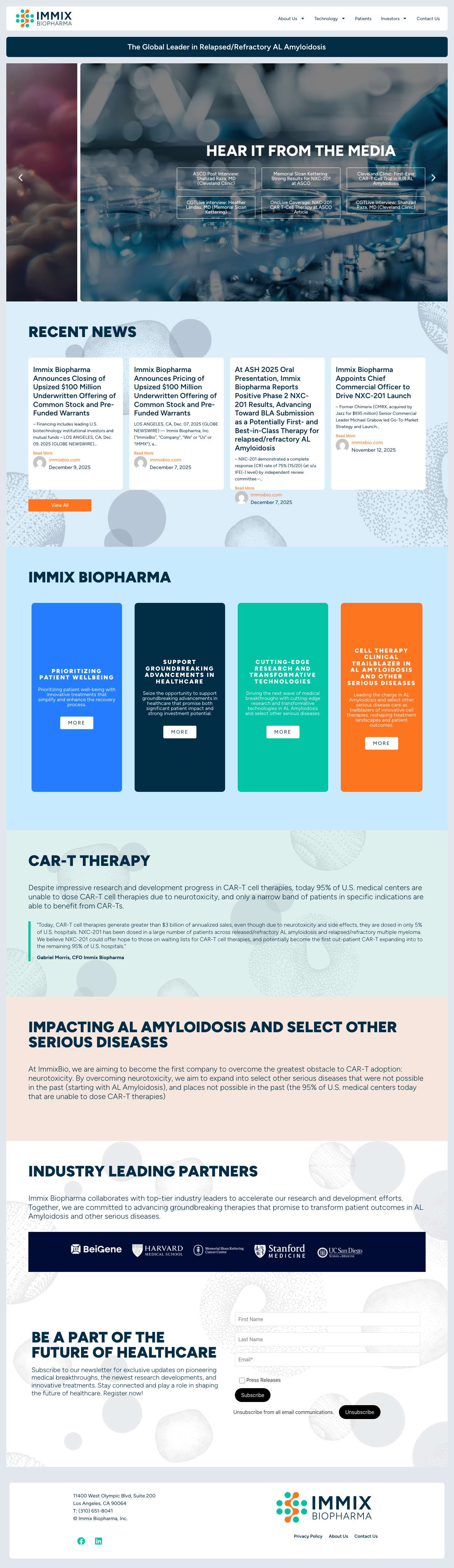 Home - IMMIX BIOPHARMA INC - Full Screenshot