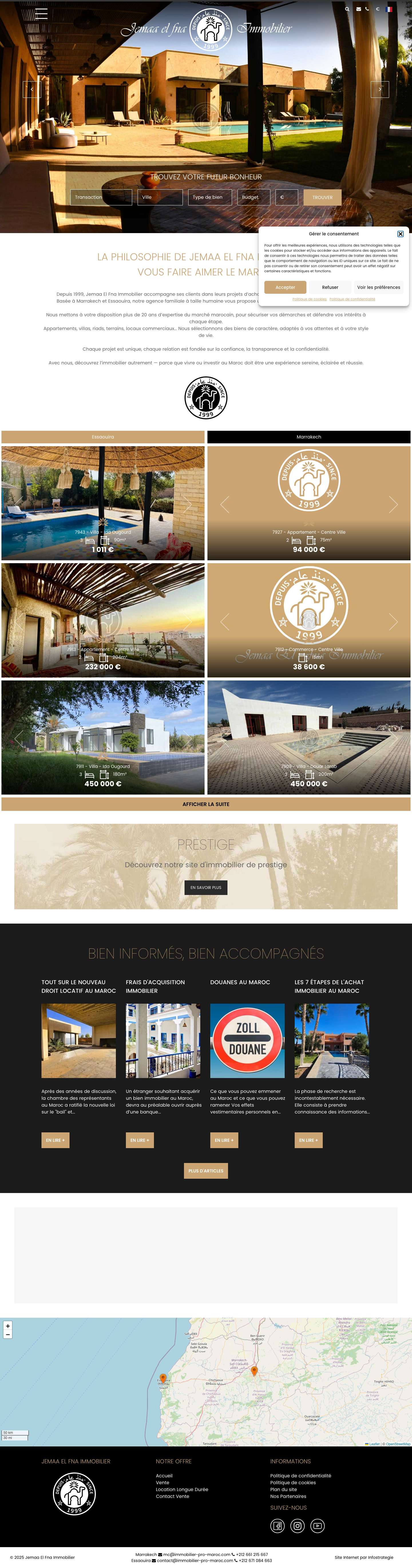 Agence Immobilière Au Maroc - Marrakech - Essaouira - Full Screenshot