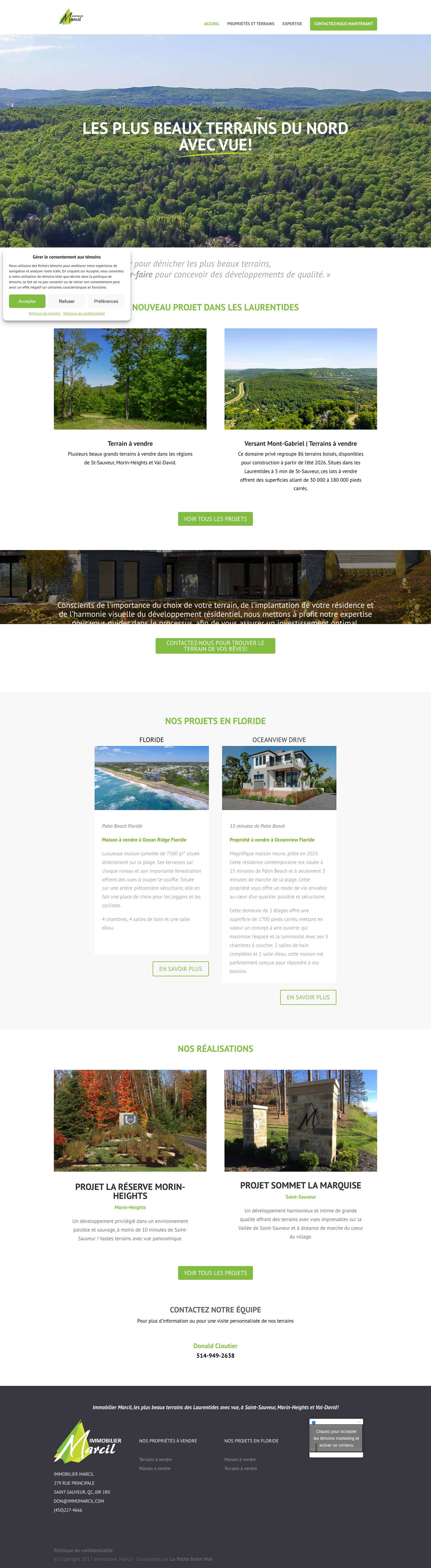 Les plus beaux terrains à vendre des Laurentides - Immobilier Marcil - Full Screenshot