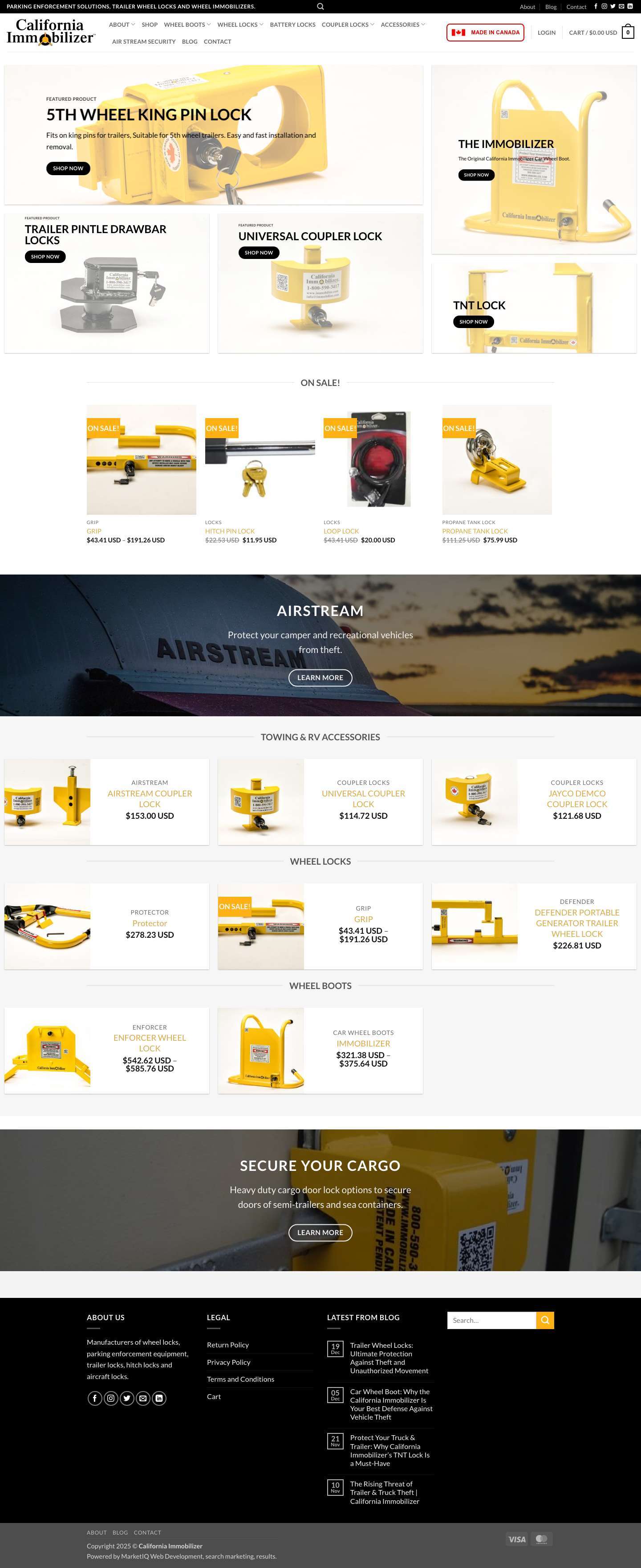 Homepage - CALIFORNIA IMMOBILIZER - Full Screenshot