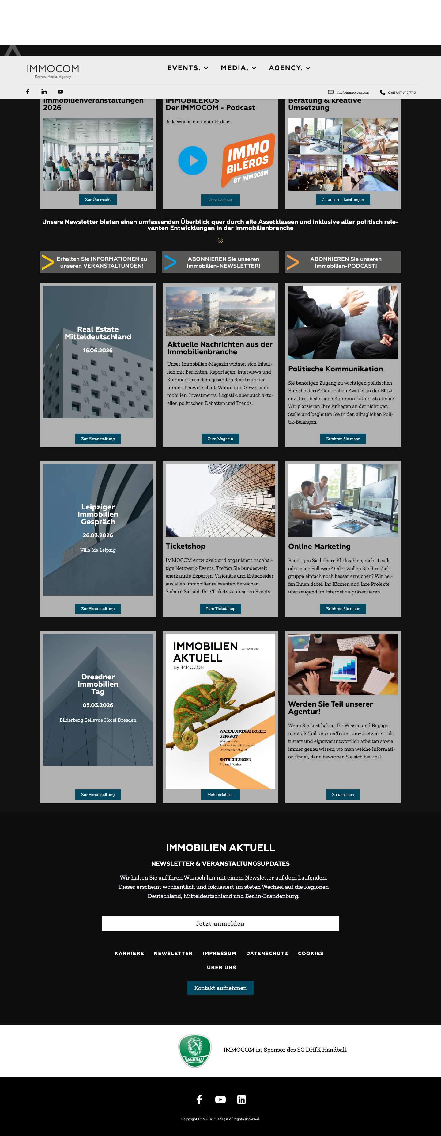 Startseite - IMMOCOM - Events. Media. Agency. - Full Screenshot