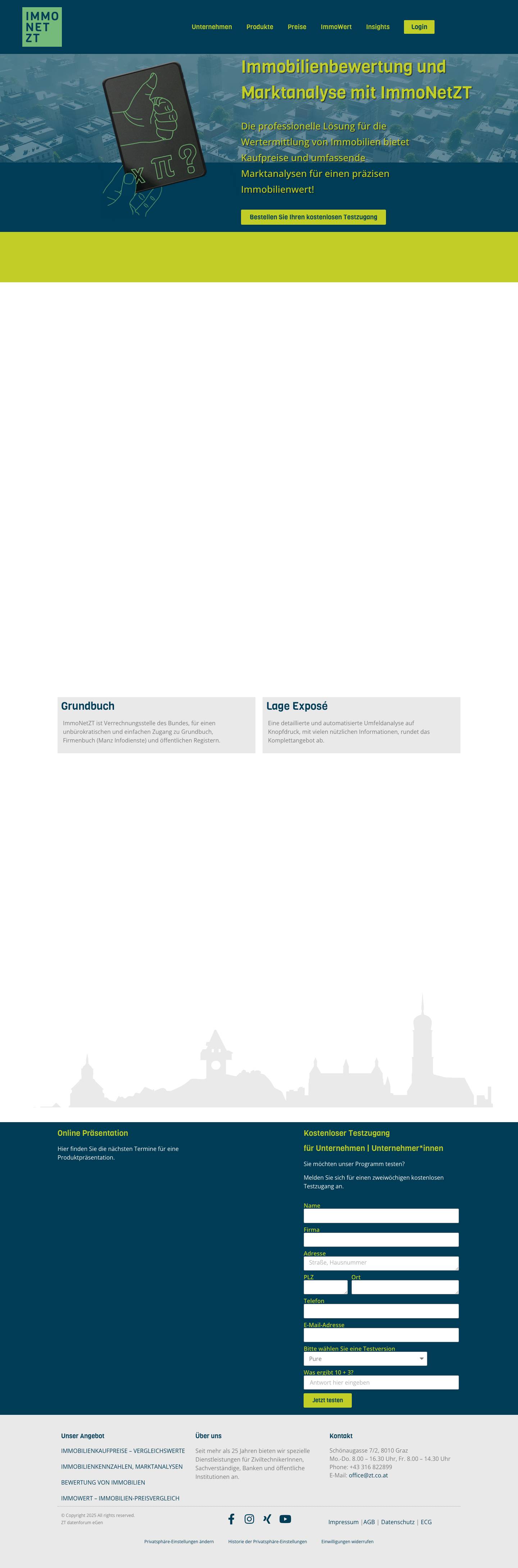 ImmoNetZT - Immobilienbewertung und Marktanalyse - Full Screenshot