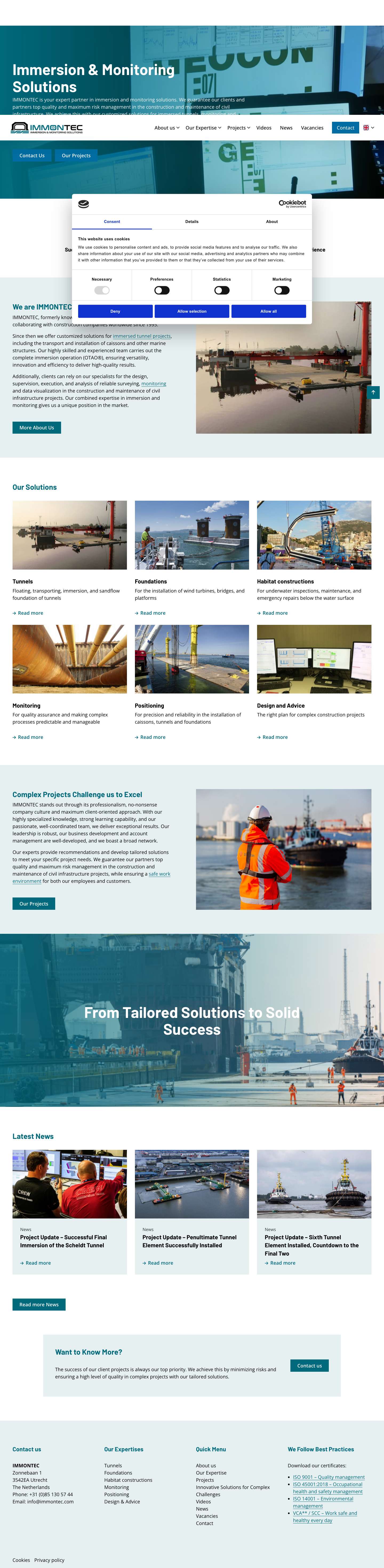 Expert in Immersion and Monitoring Technology | Immontec - Full Screenshot