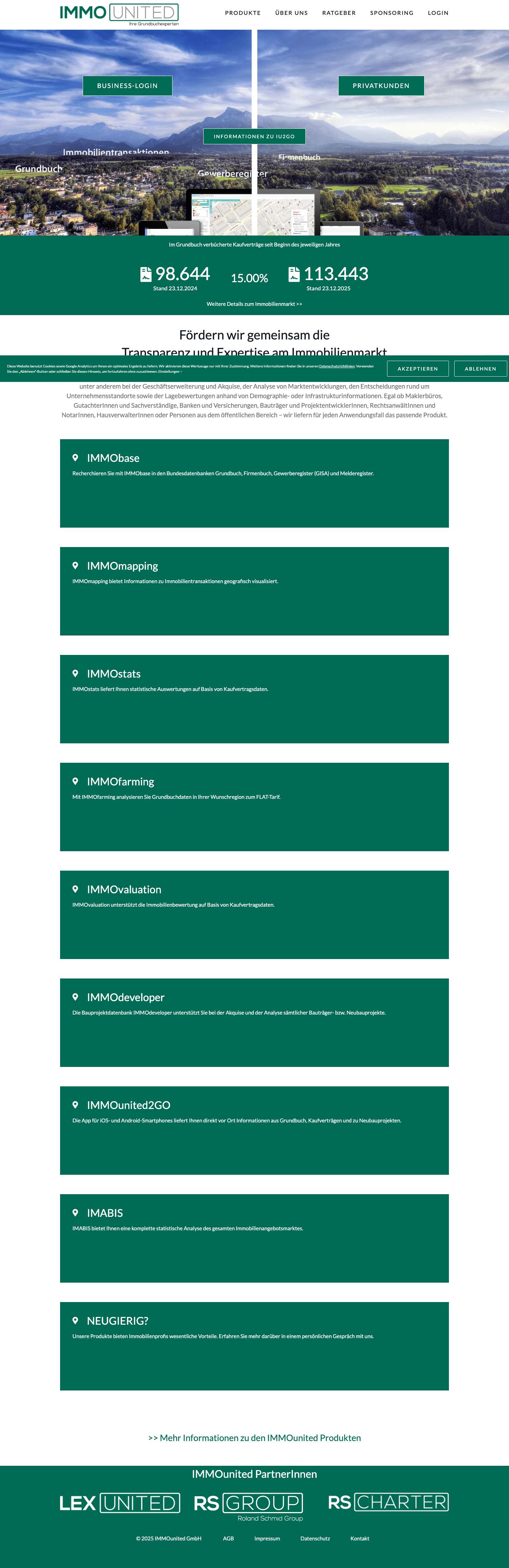 IMMOunited: Immobiliendaten- und Grundbuchexperten in Wien - Full Screenshot