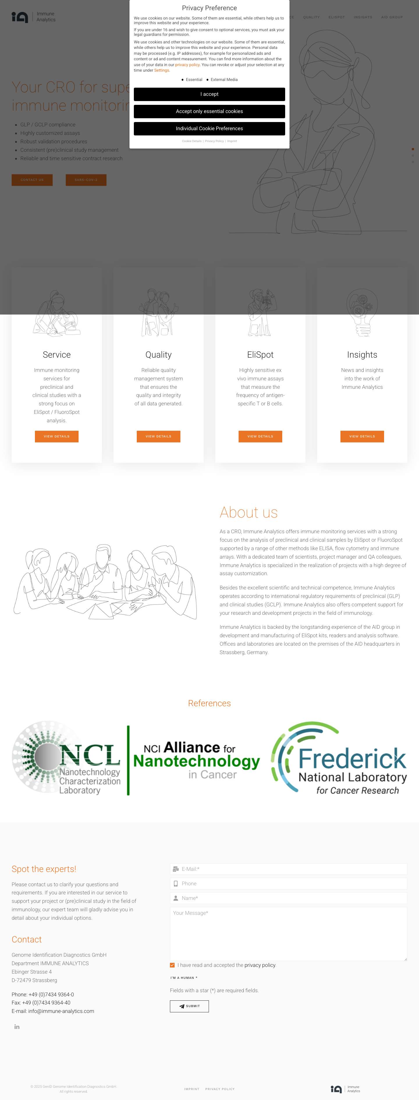 CRO immune monitoring services - AID IMMUNE ANALYTICS - Full Screenshot