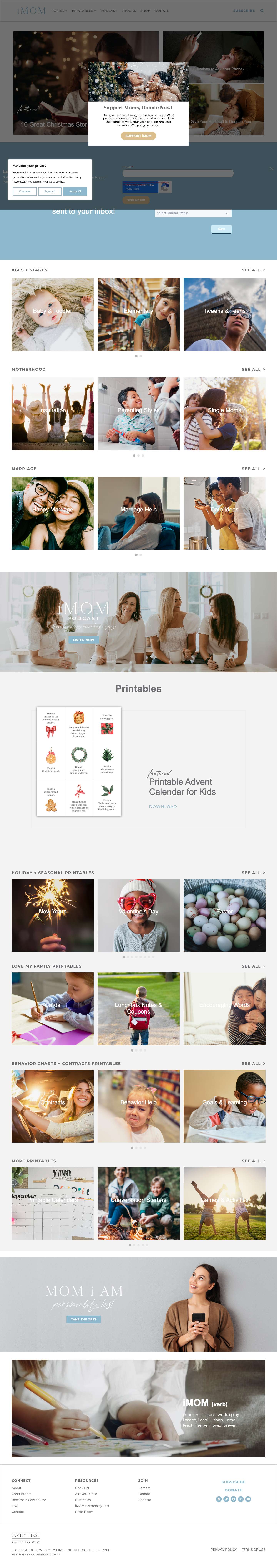 iMOM.com: Parenting Tips, Free Printables and Family Fun Ideas - Full Screenshot