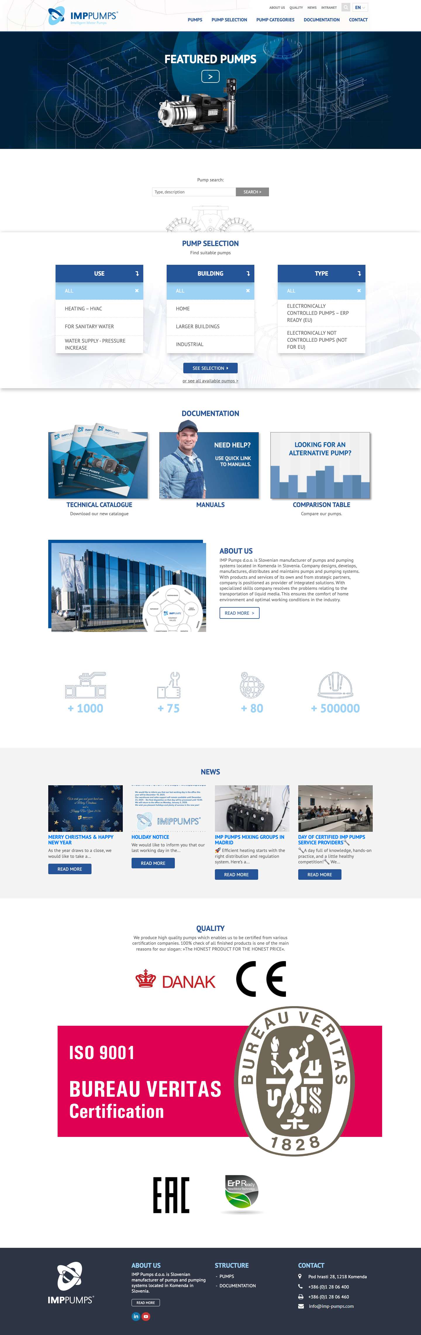 Home - IMP Pumps - Full Screenshot