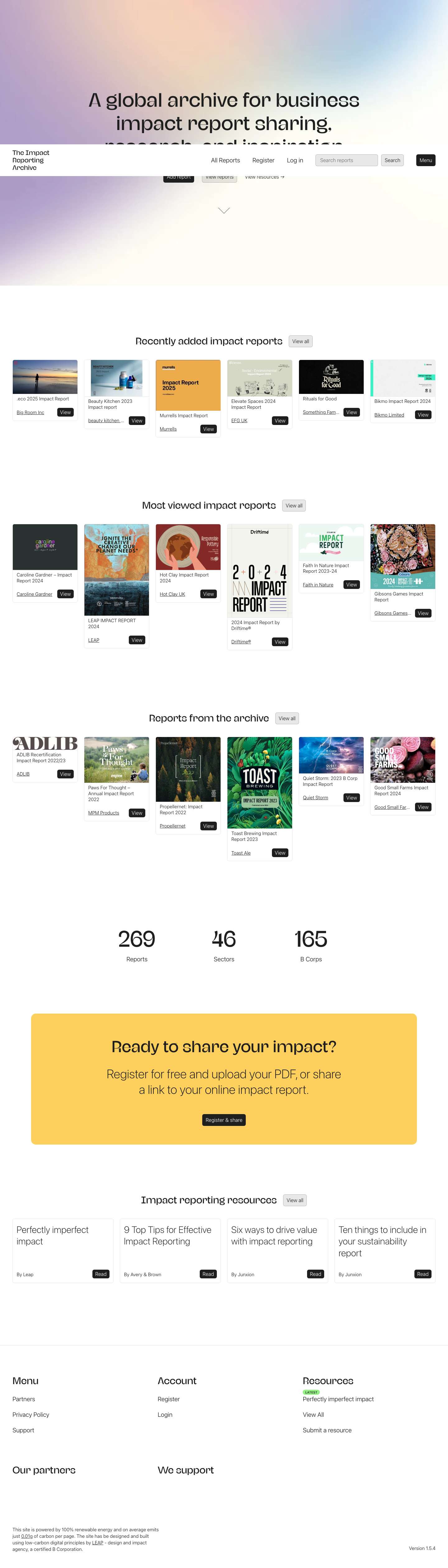 The Impact Reporting Archive - Full Screenshot