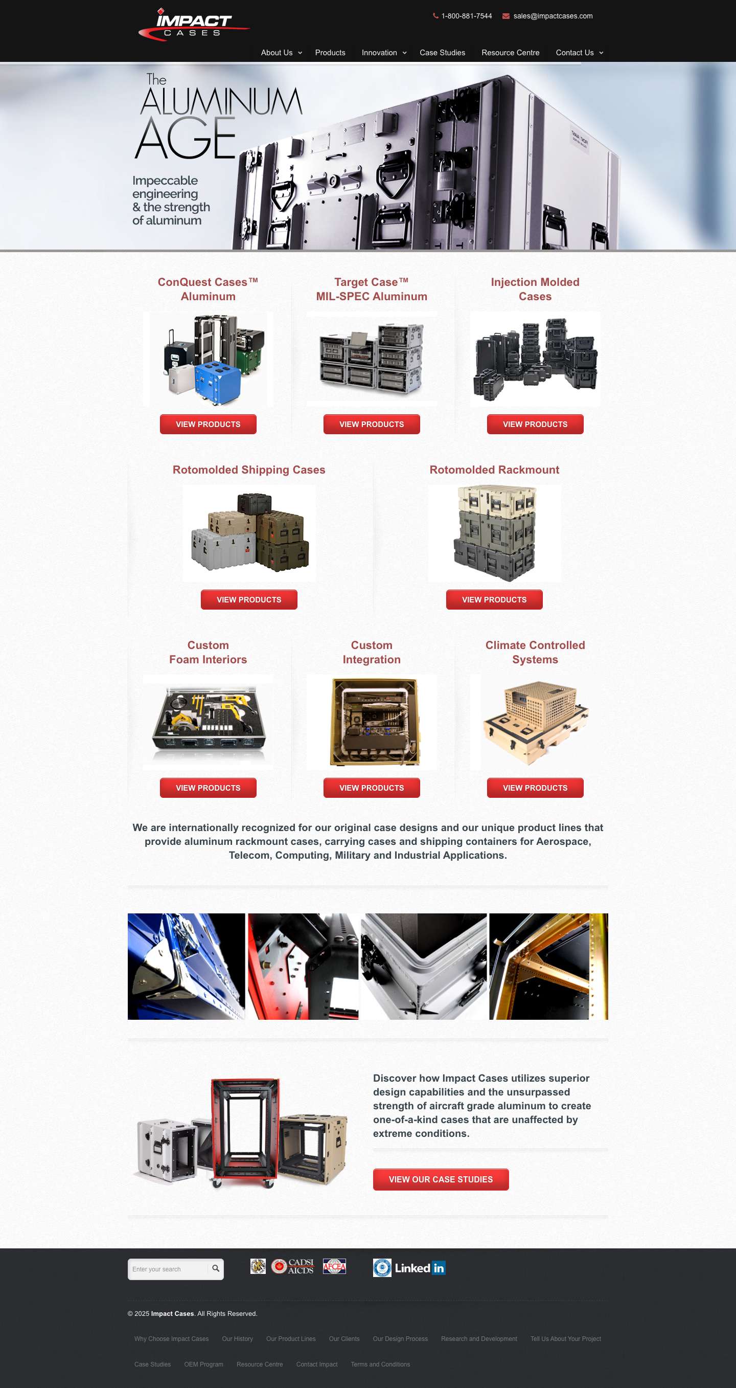 Aluminum rackmount carrying & shipping cases in Toronto | Impact Cases - Full Screenshot