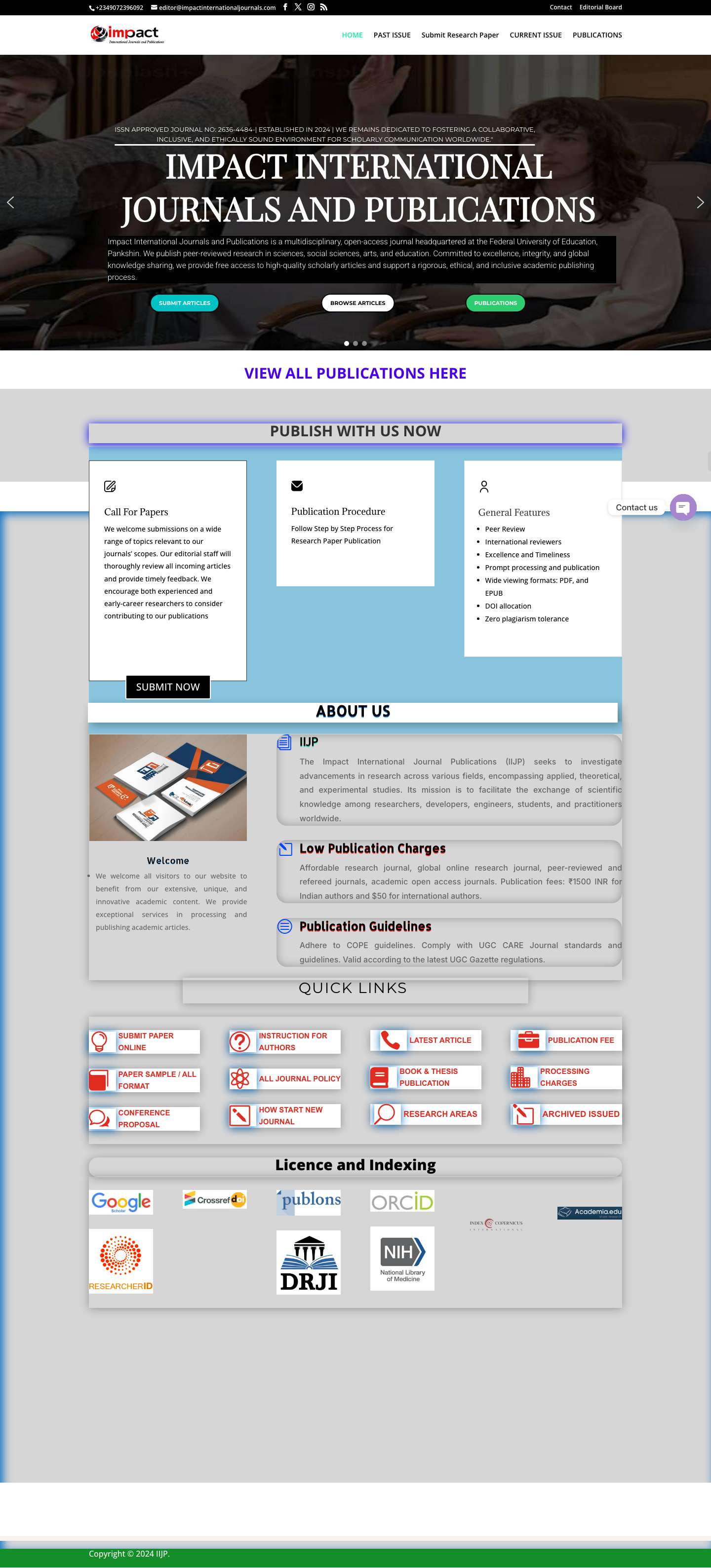 HOME PAGE - impact international journals and Publications - Full Screenshot