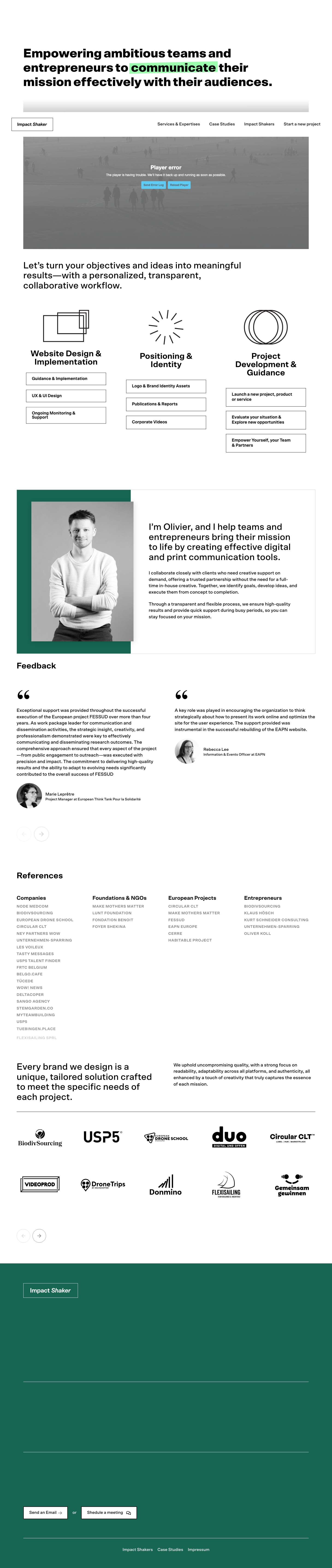 Website | Brand Design | Creative Business Development - Impact Shaker - Full Screenshot