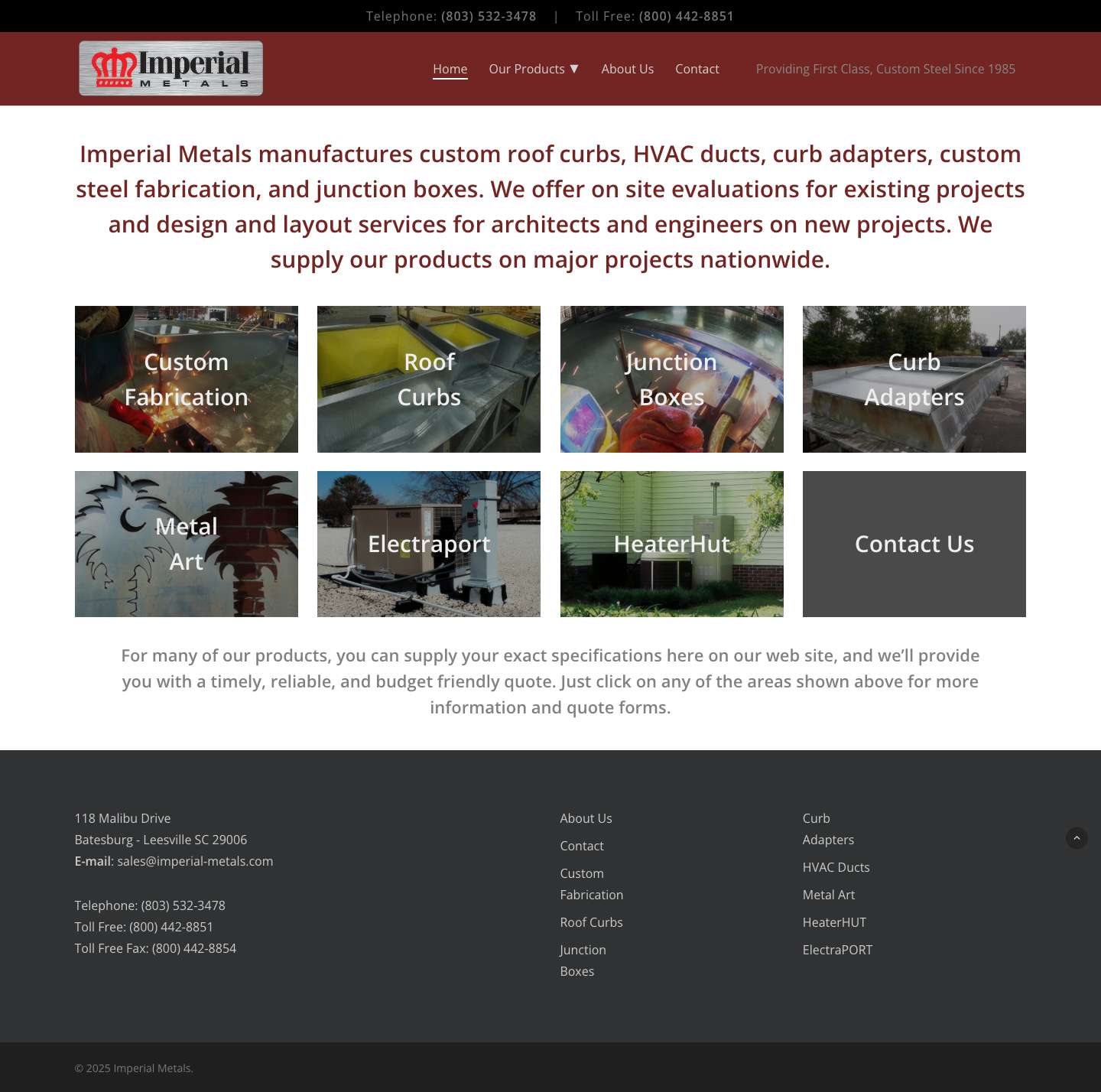 Imperial Metals - Providing First Class, Custom Steel Since 1985 - Full Screenshot