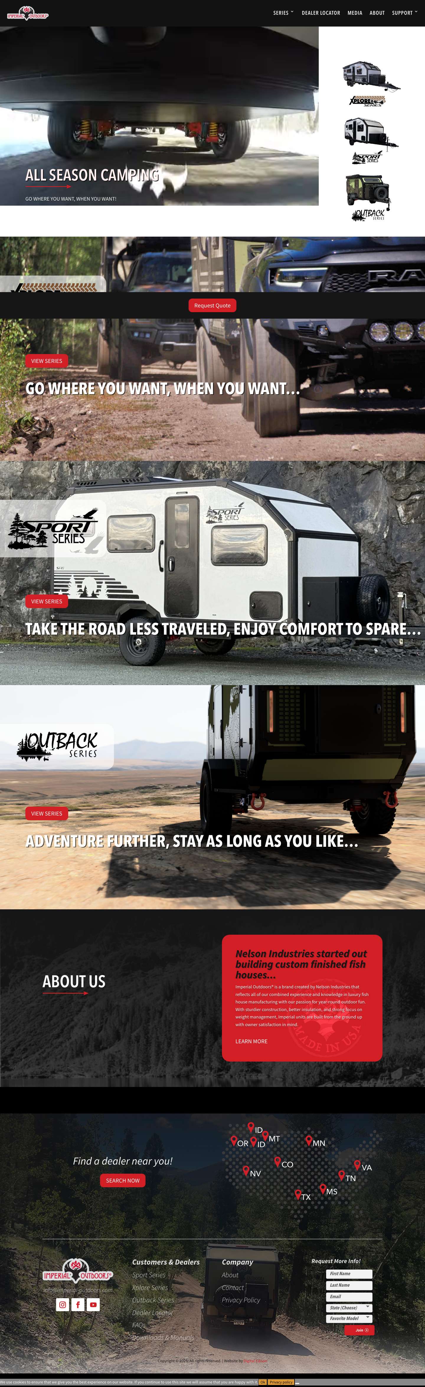 Premium, Off Grid, All-Weather, All-Terrain RVs | Imperial Outdoors - Full Screenshot