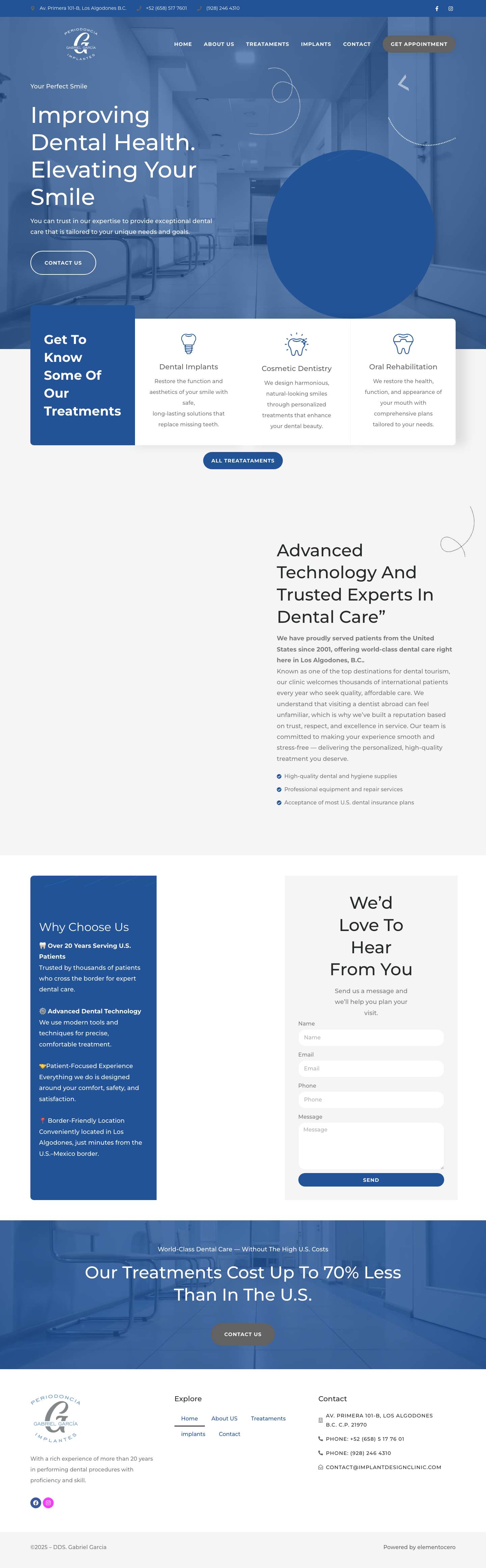 Home - Dr. Gabriel Garcia DDS- Los Algodones Baja California - Full Screenshot