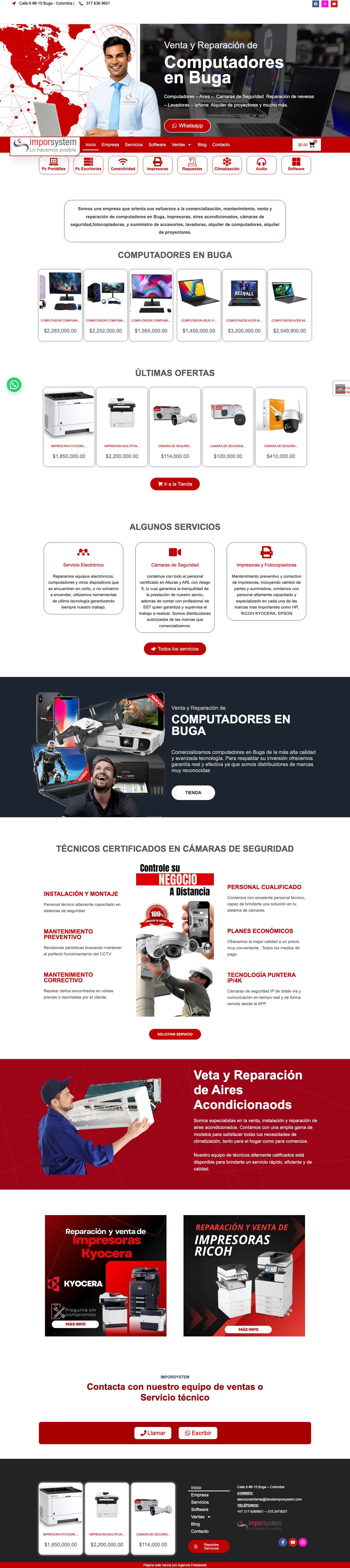 Computadores en Buga - Computadores en Buga - Imporsystem -Impresoras - Camaras - Aires AcondicionadosWhatsApp - Full Screenshot