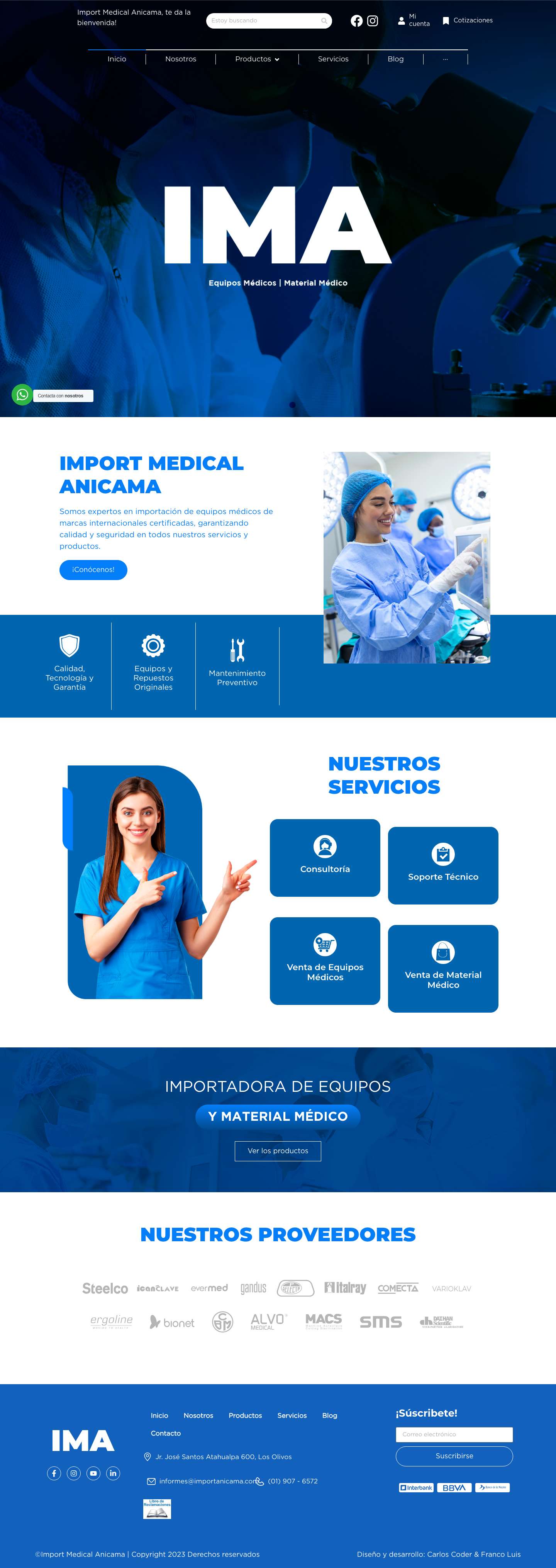 Importadora de Equipos Medicos | Import Medical Anicama - Full Screenshot