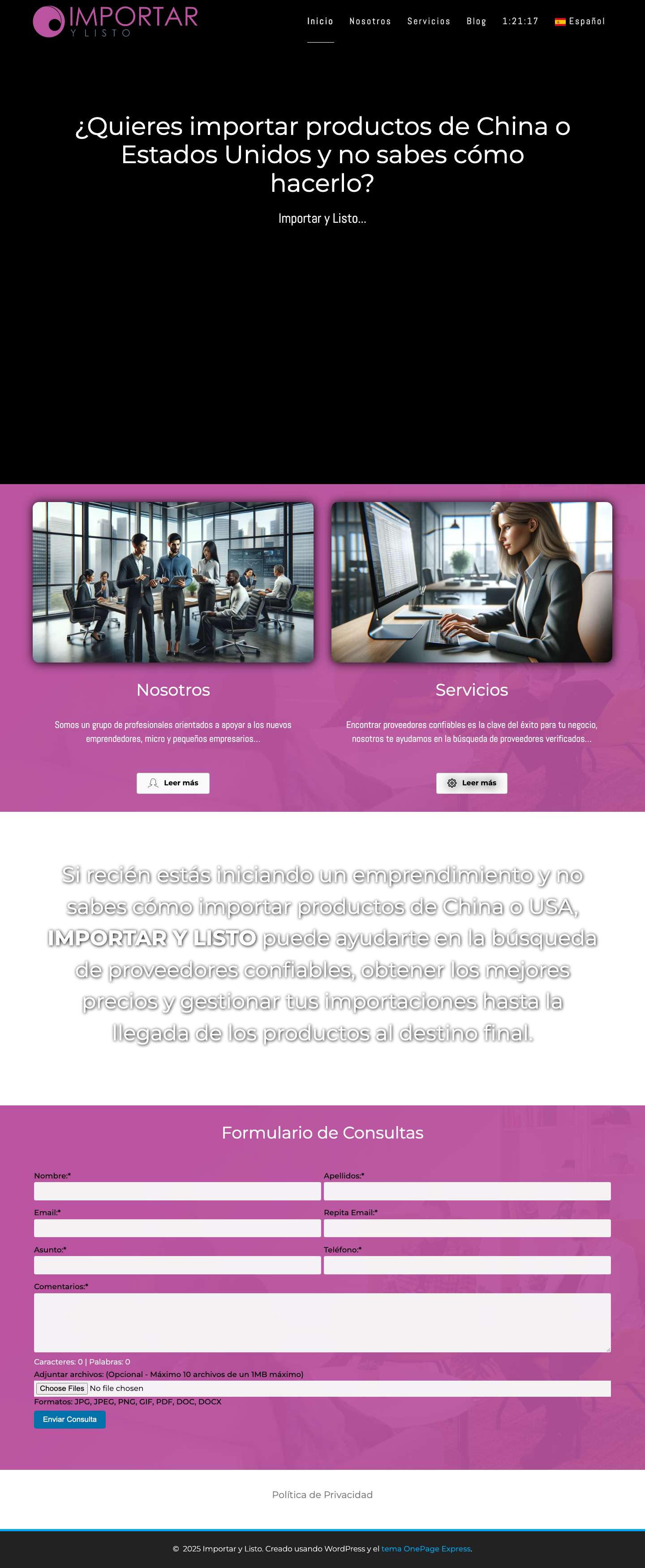Inicio - Importar y Listo - Full Screenshot