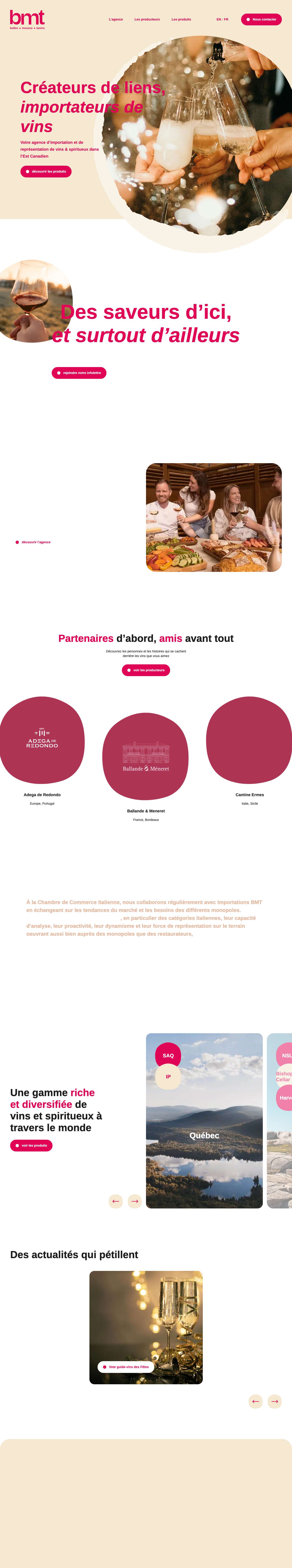 BMT: agence d’importation de vins & spiritueux dans l’Est Canadien - Full Screenshot