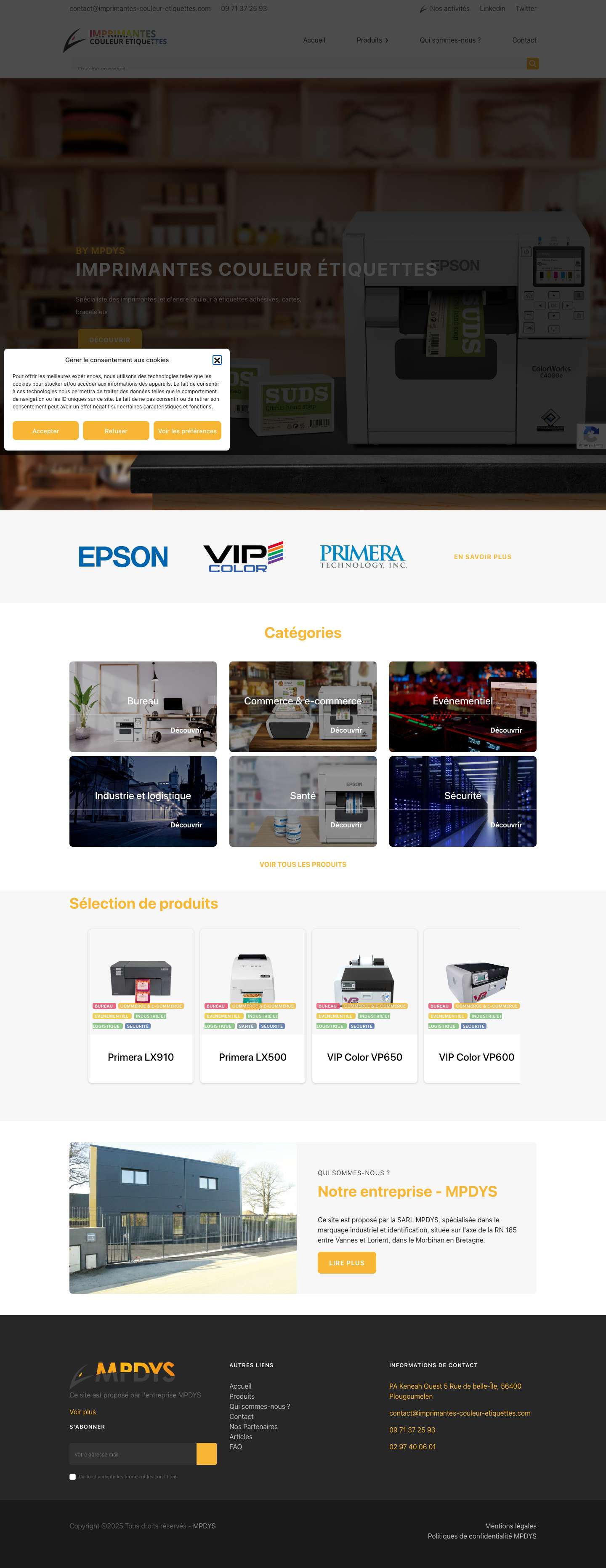 Accueil - Imprimantes couleur étiquettes - Full Screenshot