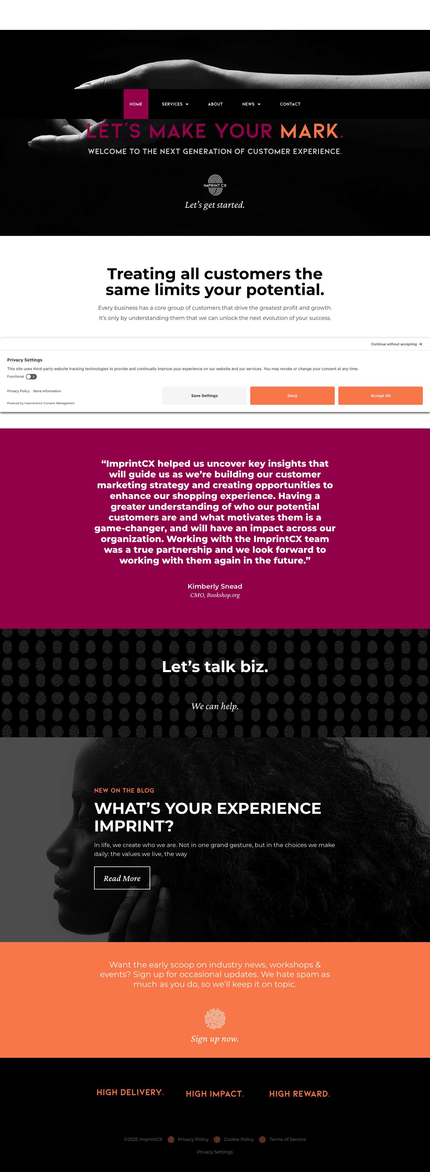 We help solve customer challenges in this new era of customer experience | ImprintCX - Full Screenshot