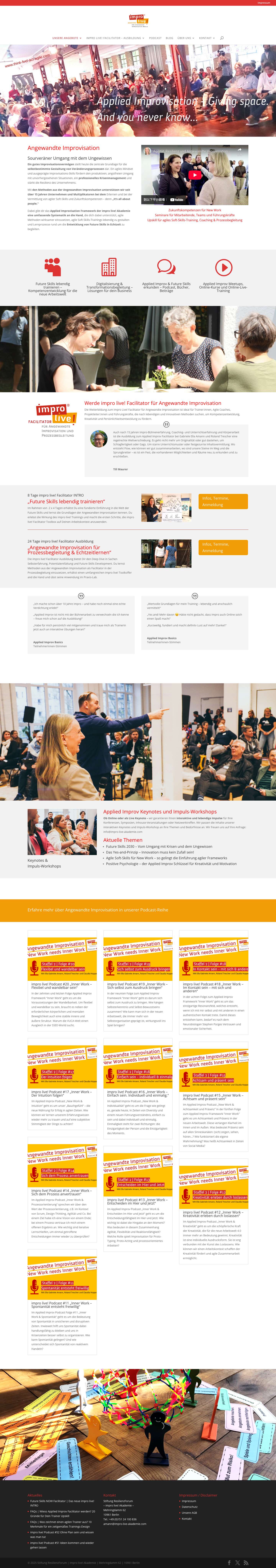 Angewandte Improvisation Angebote - impro live! Akademie - Full Screenshot