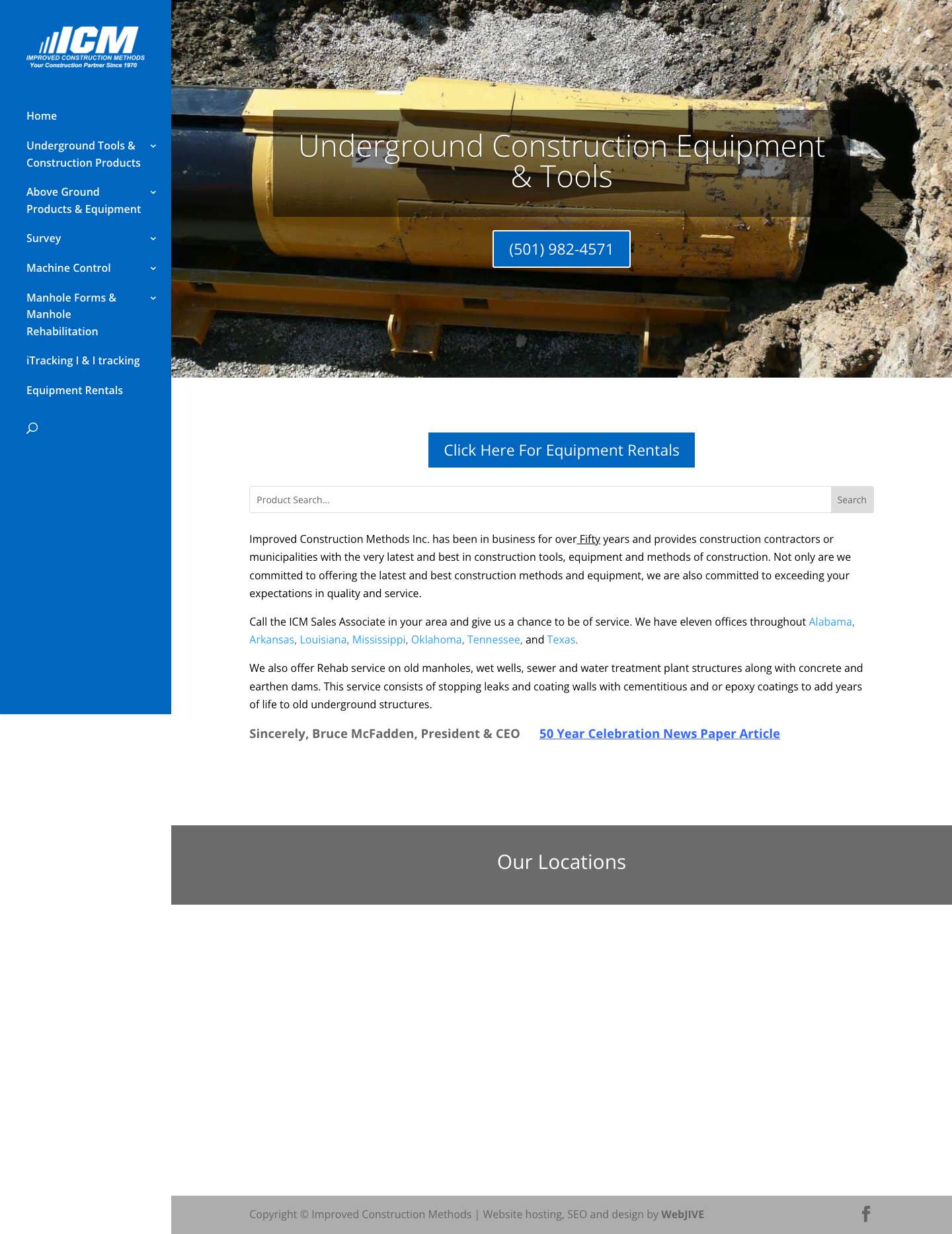Construction Trench Boxes, AGL Pipe Lasers, Manhole Rehabilitation - Full Screenshot