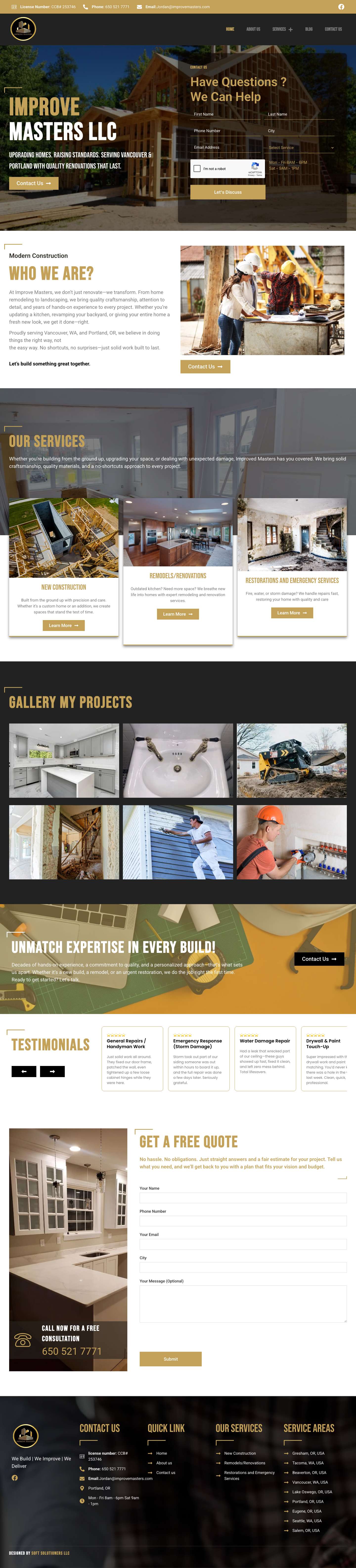 Top Home Renovation Services in Oregon - Improve Masters LLC - Full Screenshot