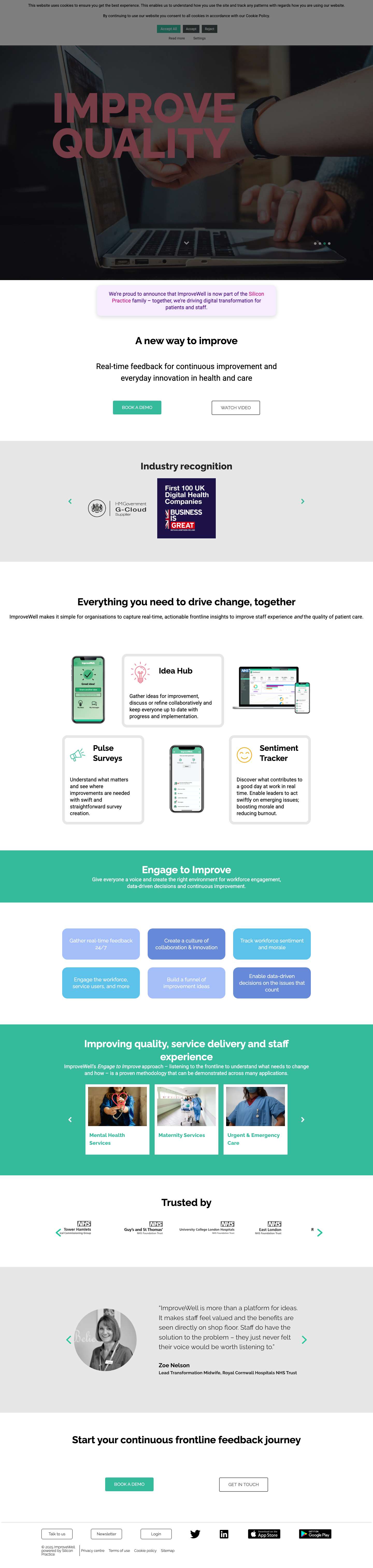ImproveWell | Engage to Improve | For healthcare by healthcare - Full Screenshot