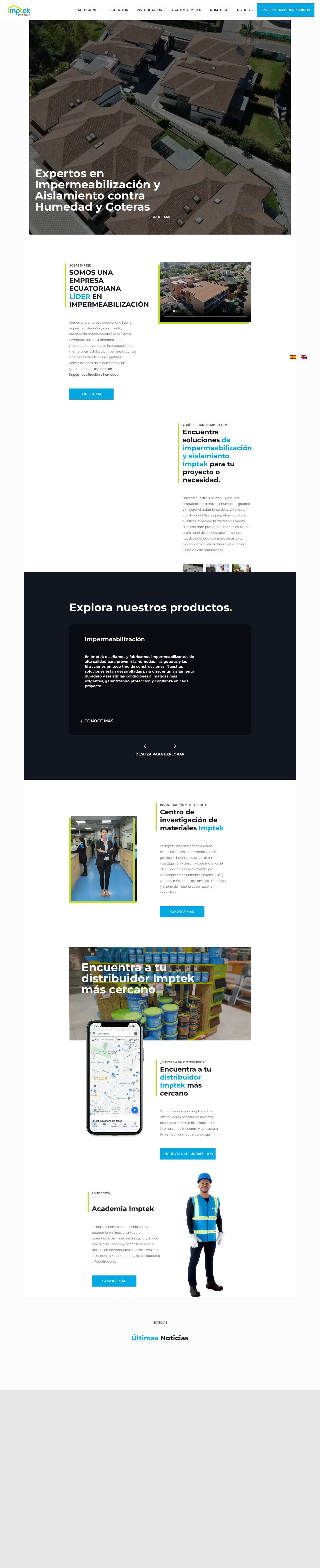 Imptek | Líderes en impermeabilización, aislamiento y humedad - Full Screenshot