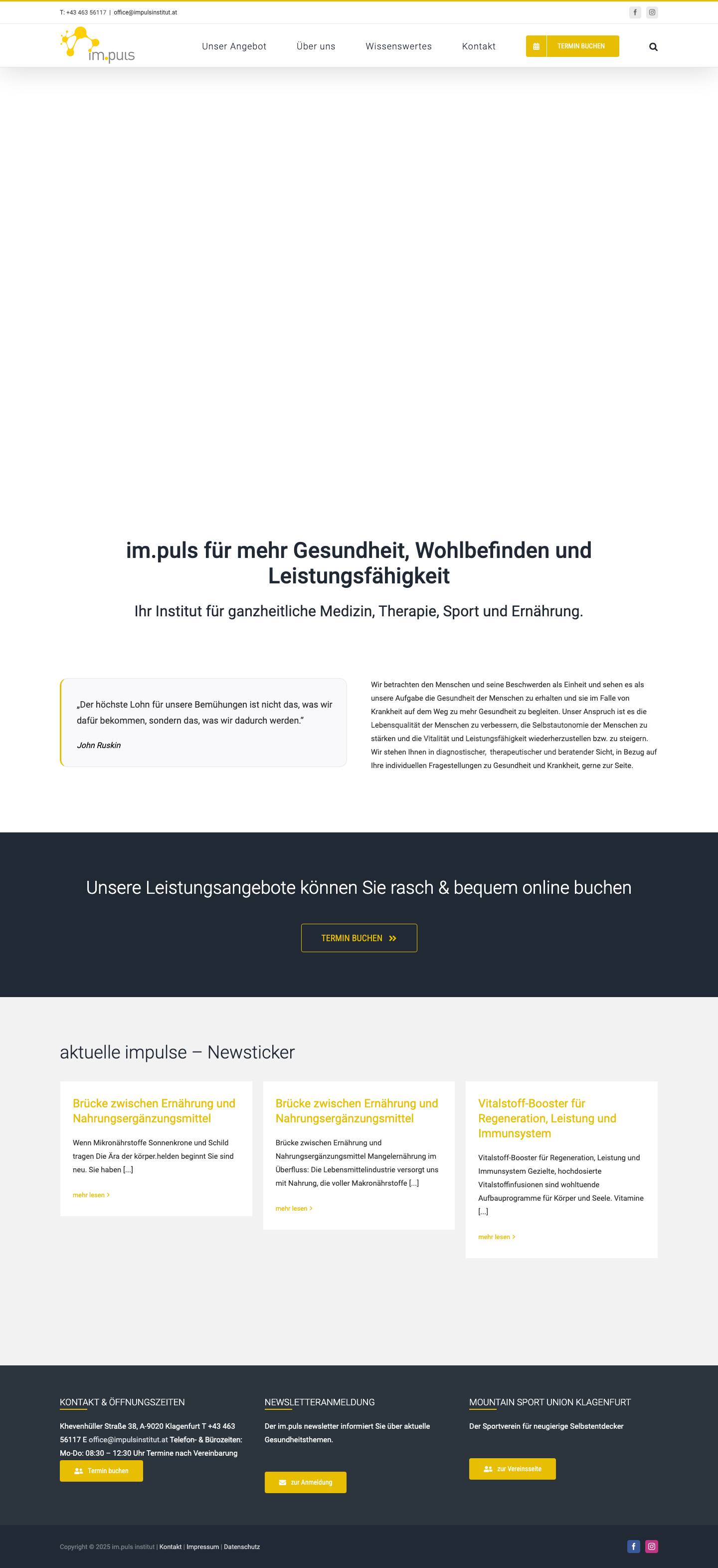 IMPULSINSTITUT – Ihr Institut für ganzheitliche Medizin, Therapie, Sport und ErnährungBarrierefreiheitText vergrößernText verkleinernGraustufeHoher KontrastNegativer KontrastHeller HintergrundLinks unterstrichenLesbare SchriftartZurücksetzen - Full Screenshot