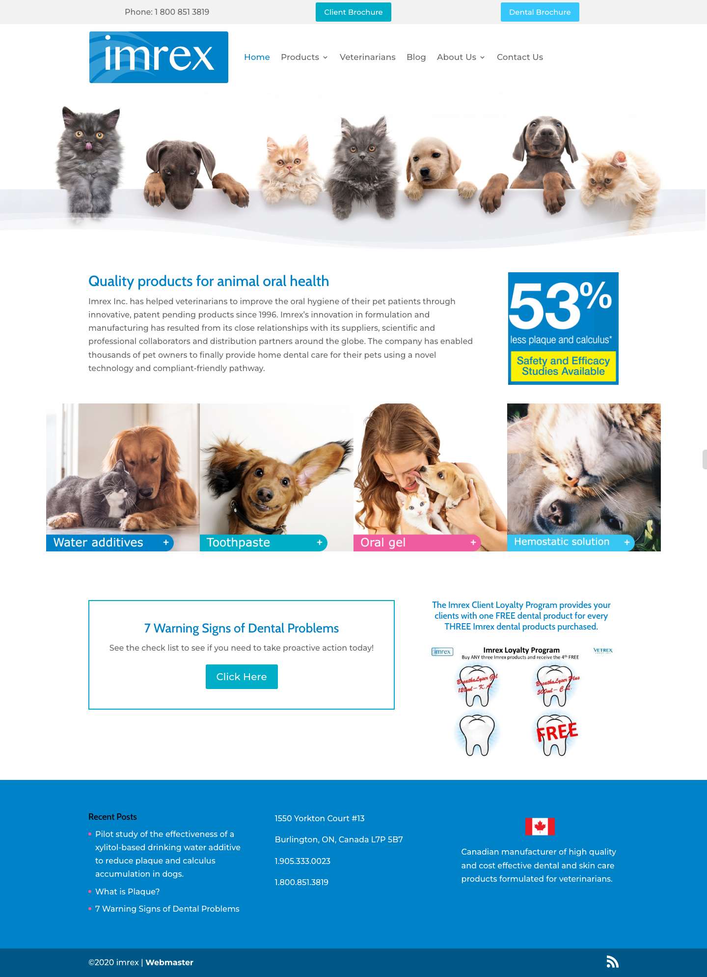 Imrex- Veterinary Oral Health Products- Breathalyser | Canadian Veterinary Health products for dogs and cats - Full Screenshot