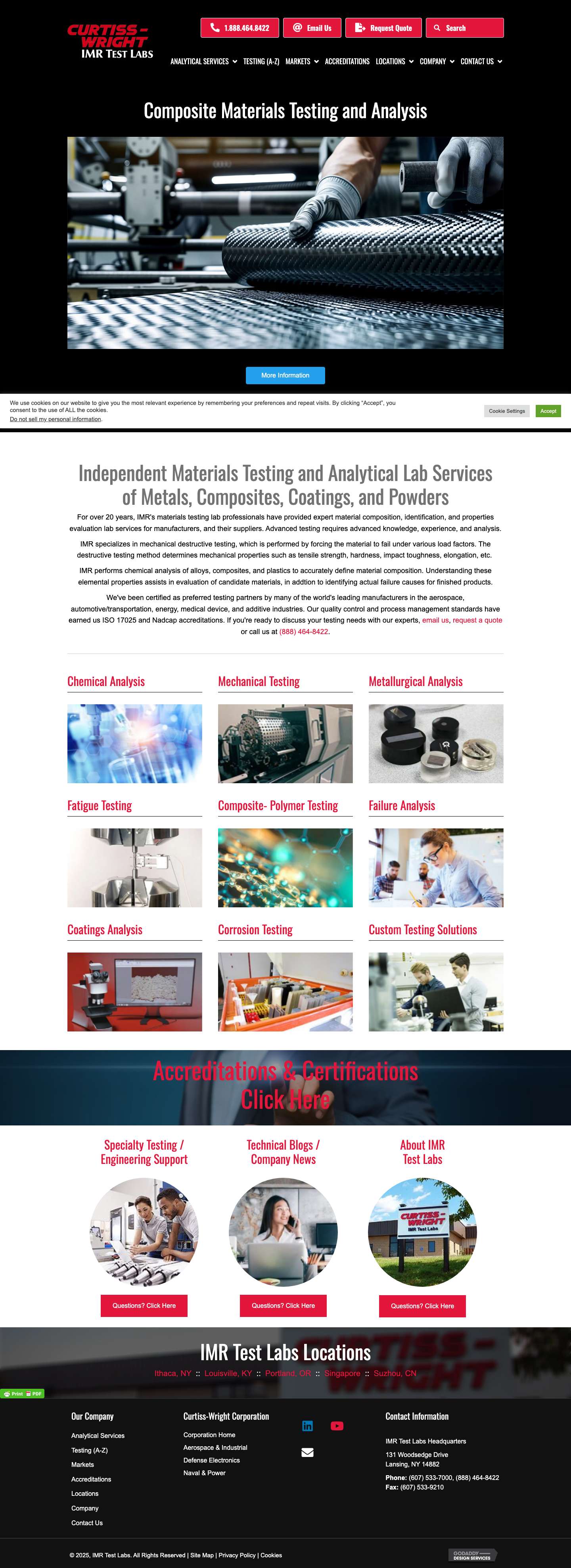 Materials Testing Services | IMR Test Labs - Full Screenshot