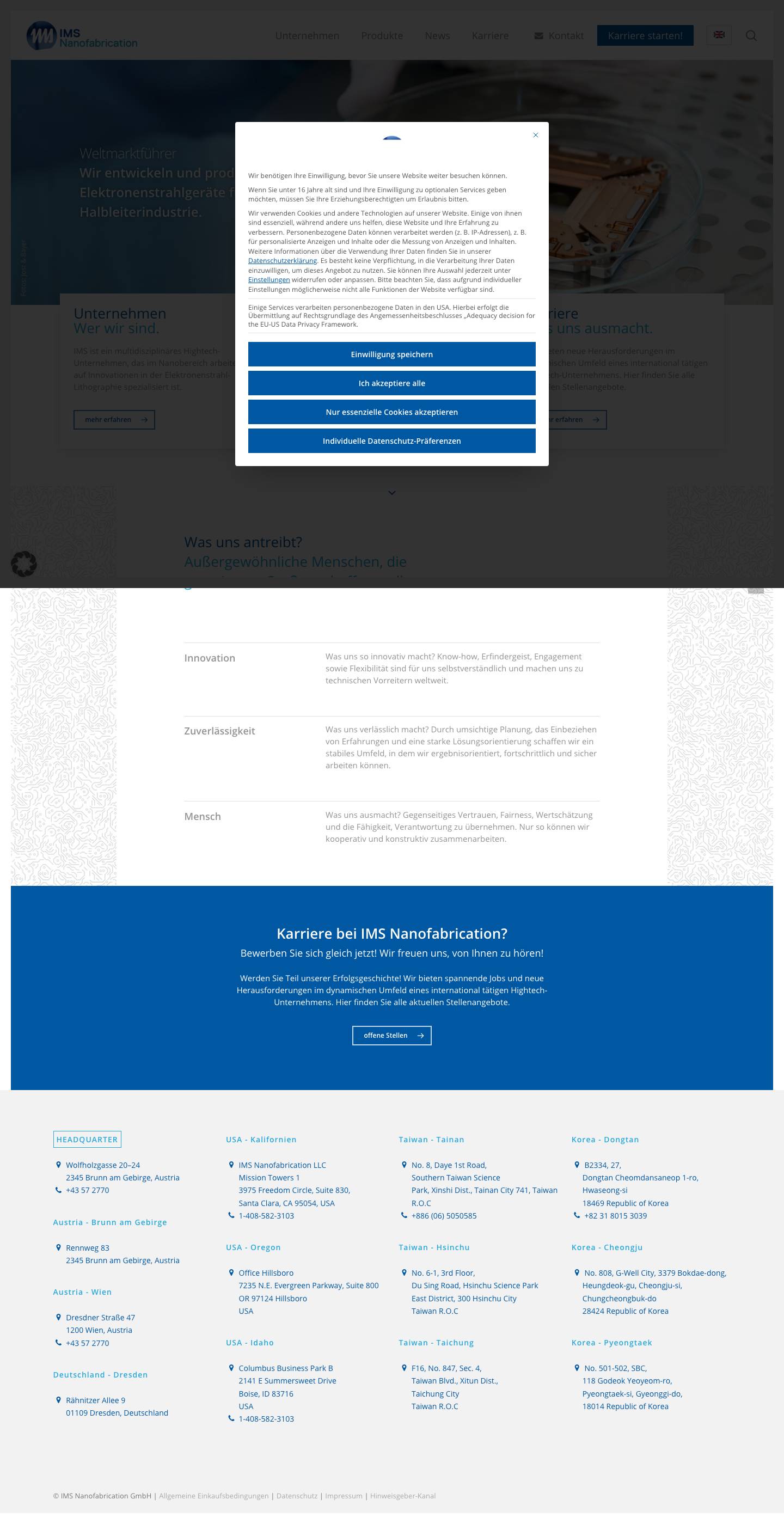 Home - IMS Nanofabrication GmbH - Full Screenshot