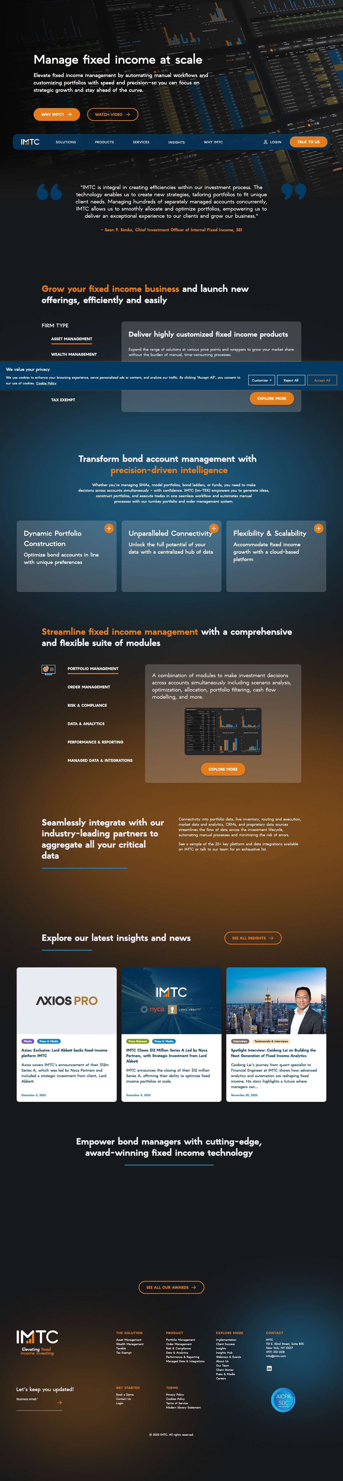 Fixed Income Platform | Investment Management Software | IMTC - Full Screenshot