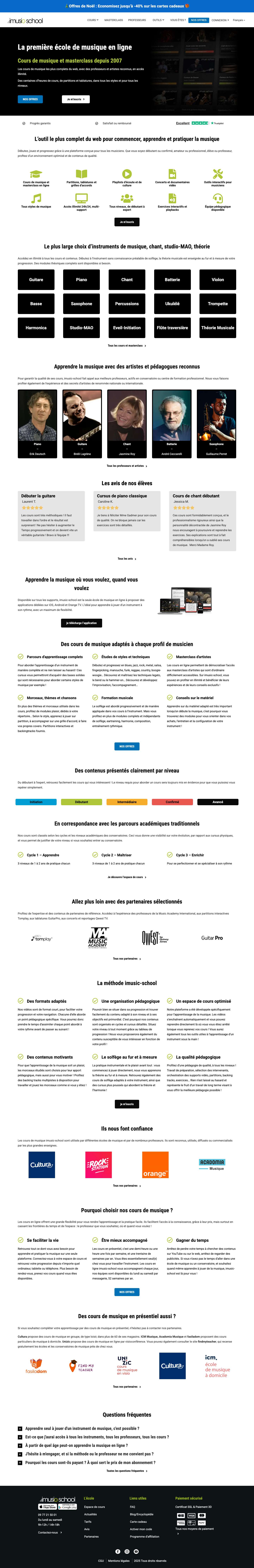 Cours de Musique - école de musique en ligne - imusic-school - Full Screenshot