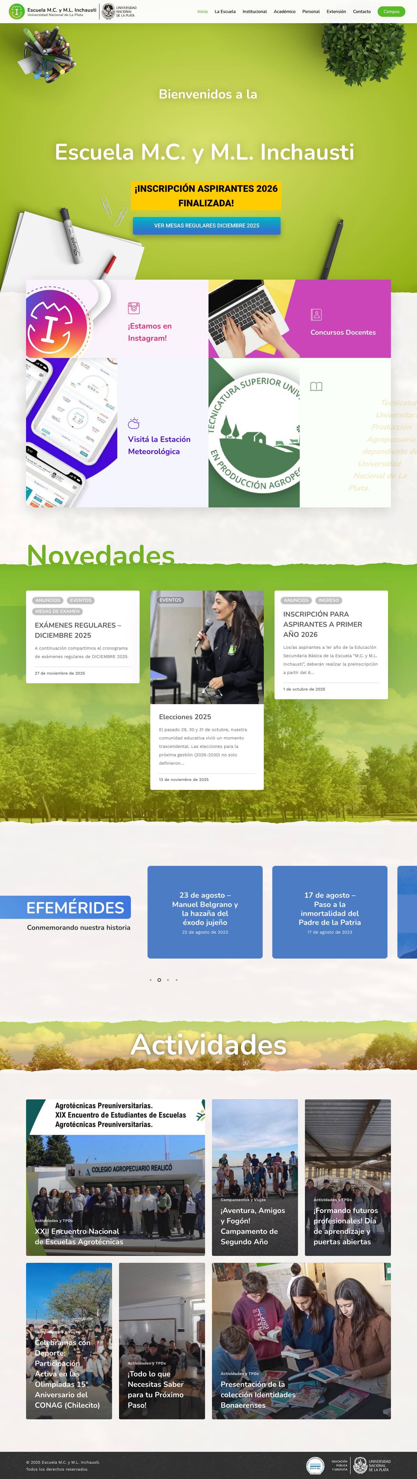 Escuela M.C. y M.L. Inchausti – Escuela de Agricultura y Ganadería – Universidad Nacional de La Plata - Full Screenshot