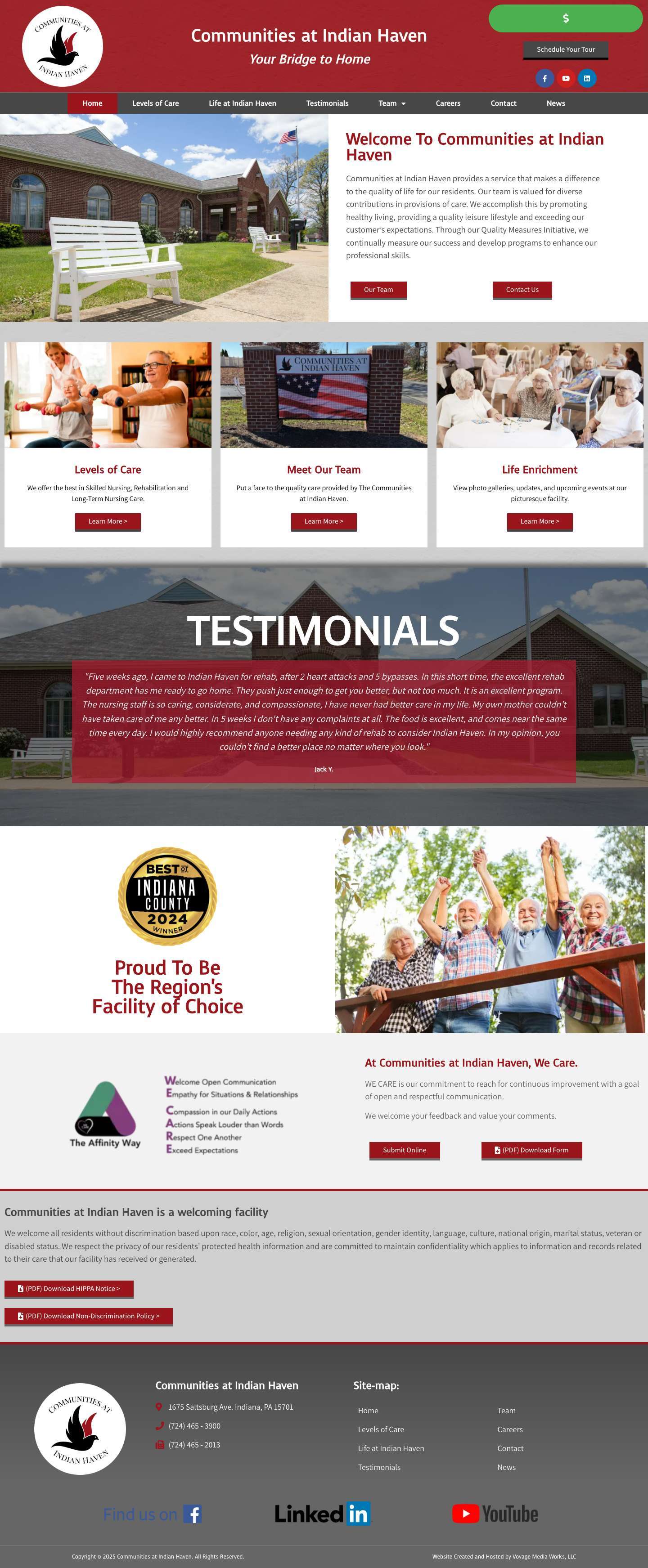 Skilled Nursing & Rehabilitation | Communities at Indian Haven | Indiana PA - Full Screenshot