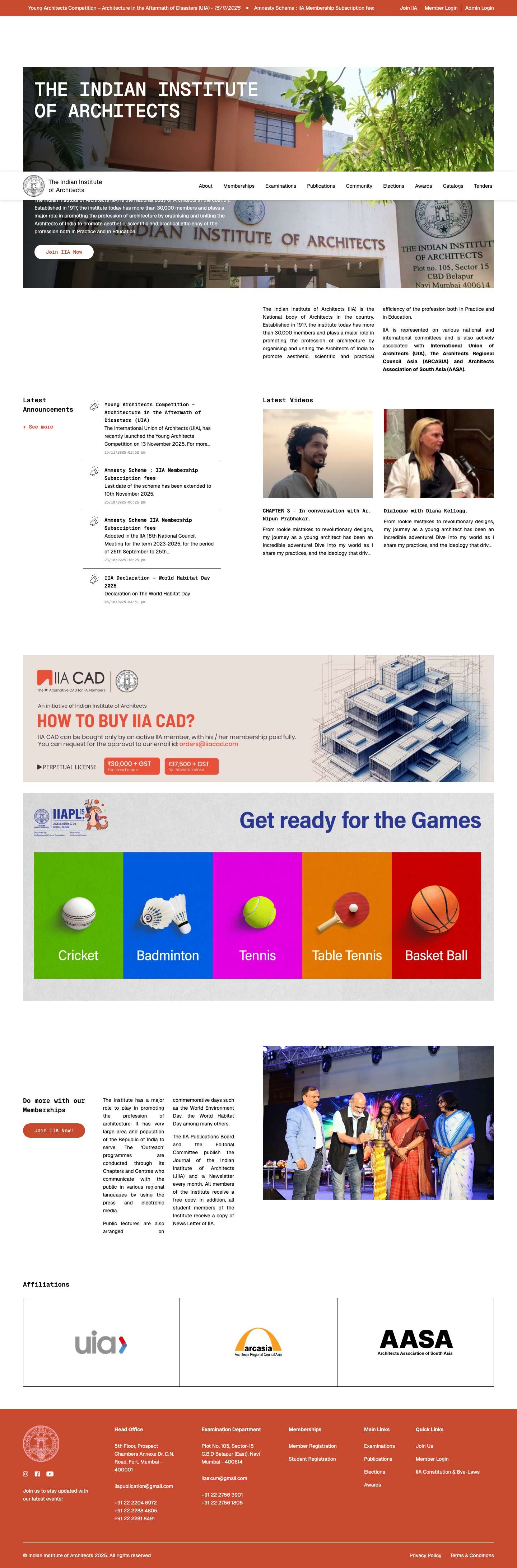 Home - The Indian Institute of Architects (IIA) - Full Screenshot