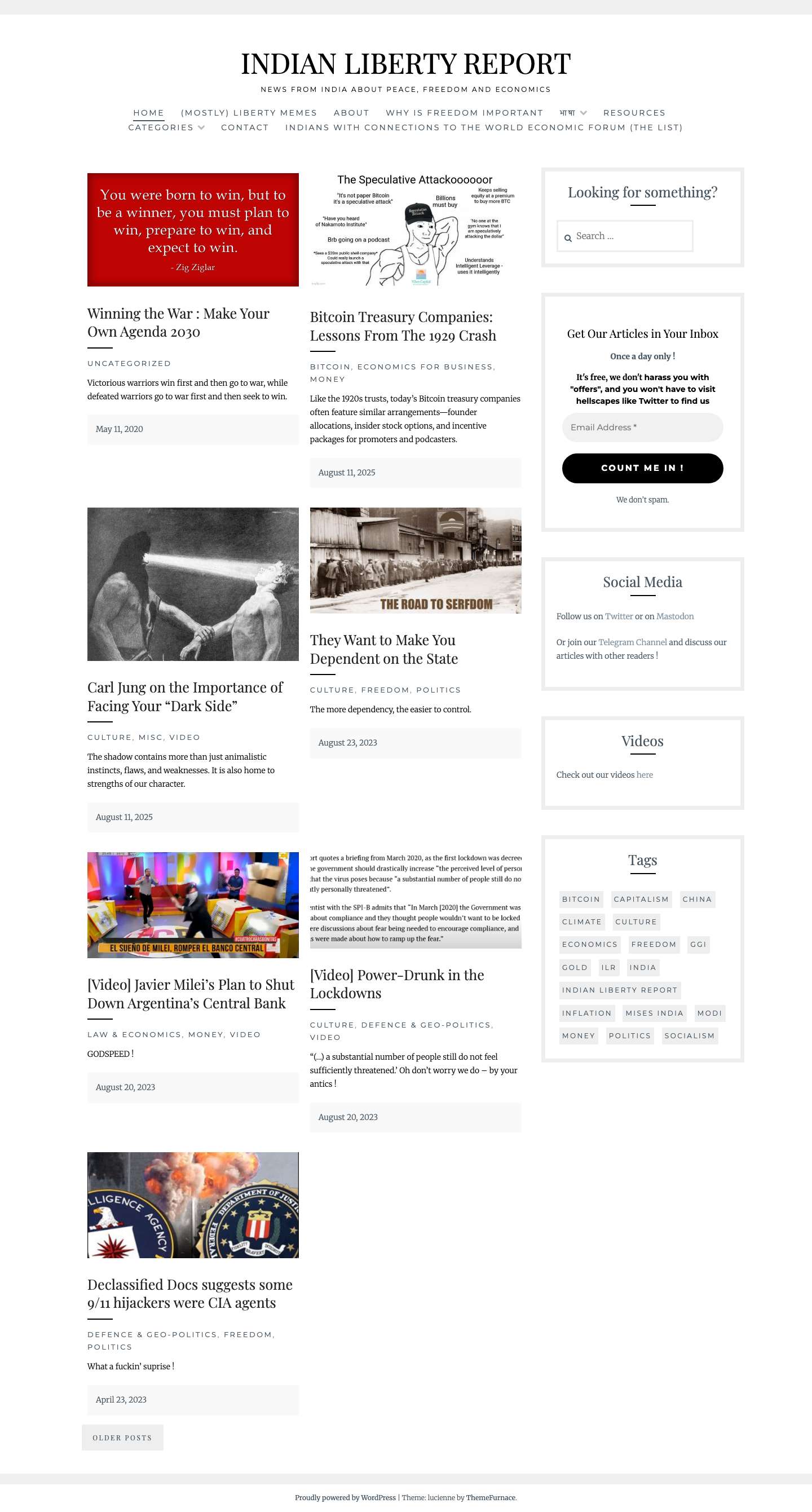 INDIAN LIBERTY REPORT – News from India about peace, freedom and economics - Full Screenshot