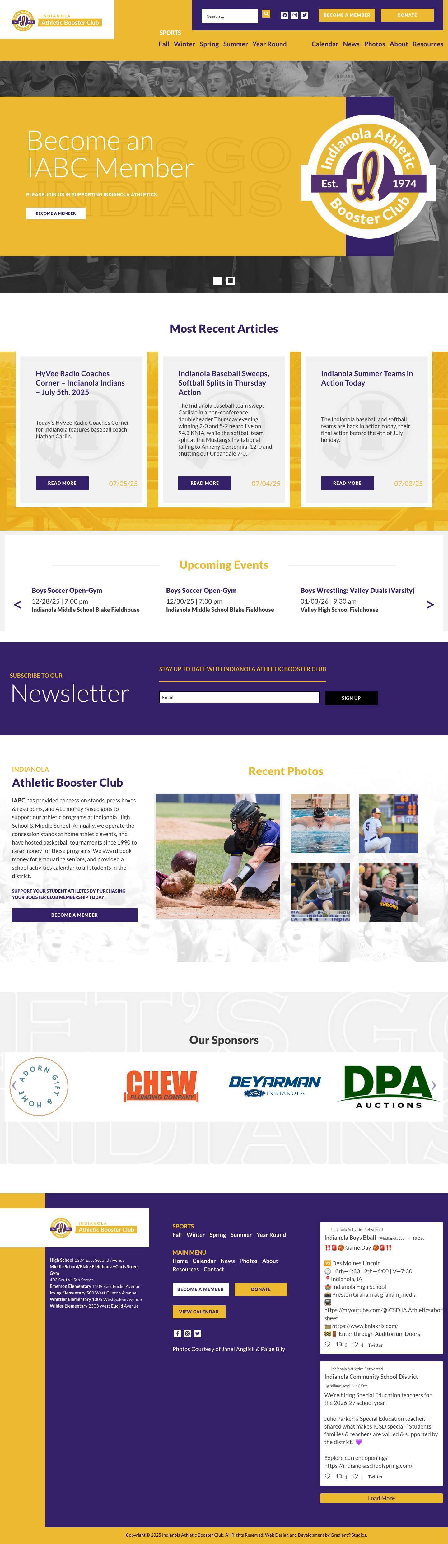 Indianola Athletic Booster Club - Full Screenshot