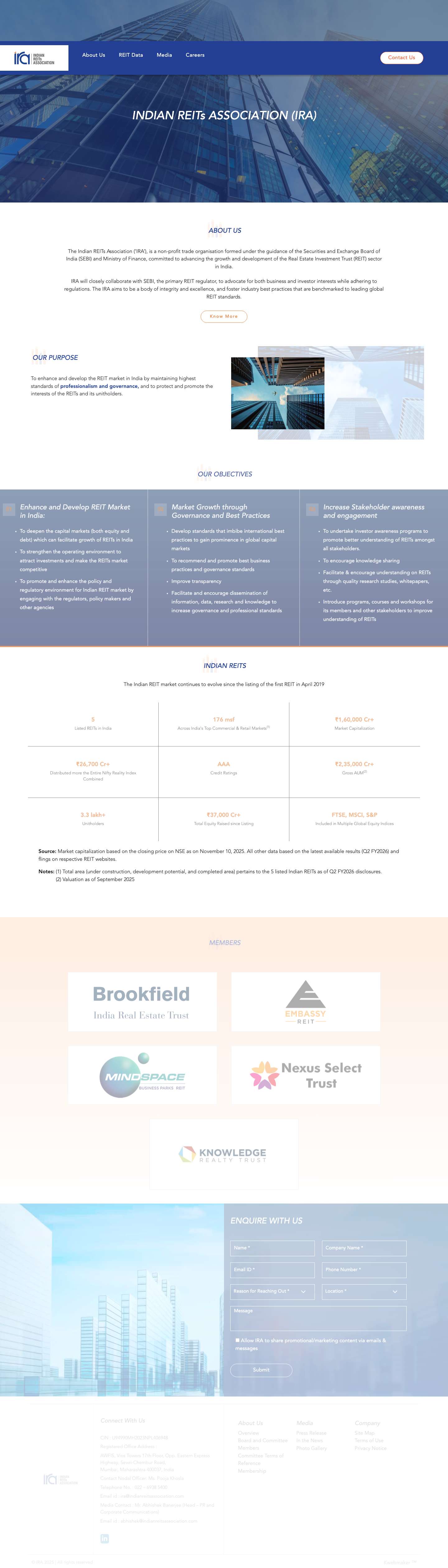 Home - INDIAN REITs ASSOCIATION (IRA)INDIAN REITs ASSOCIATION (IRA) | Home - INDIAN REITs ASSOCIATION (IRA) - Full Screenshot