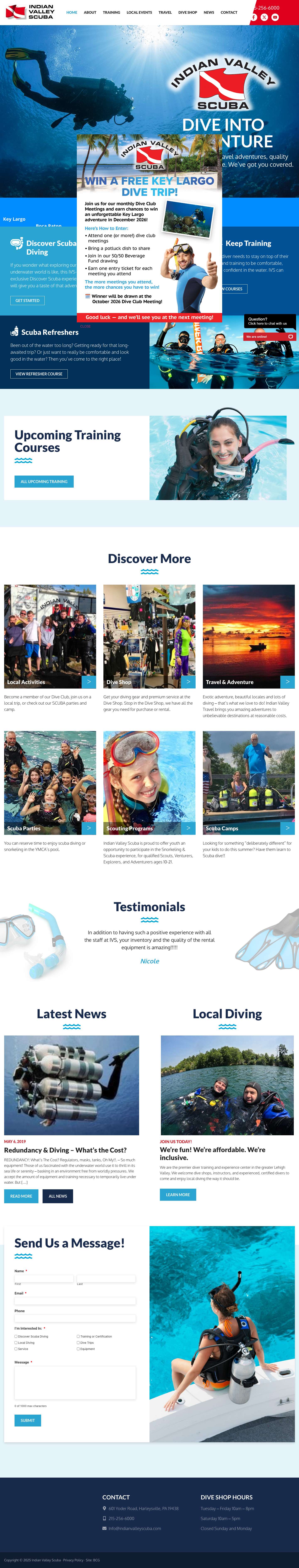 Home - Indian Valley Scuba - Full Screenshot