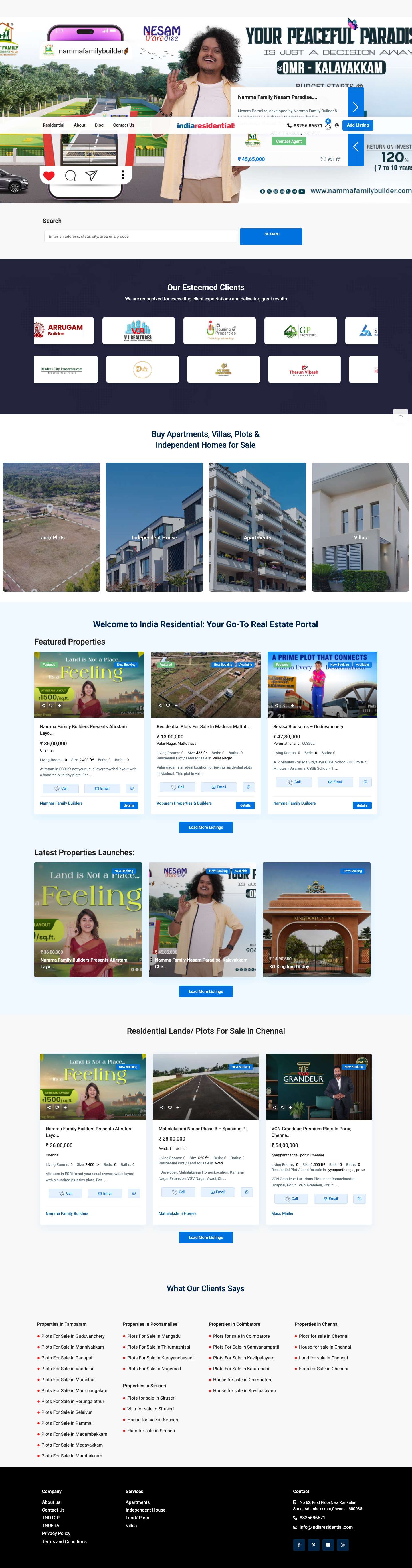 India Residential: Buy/Sell Residential Properties Across India | Trusted Real Estate Portal - Full Screenshot